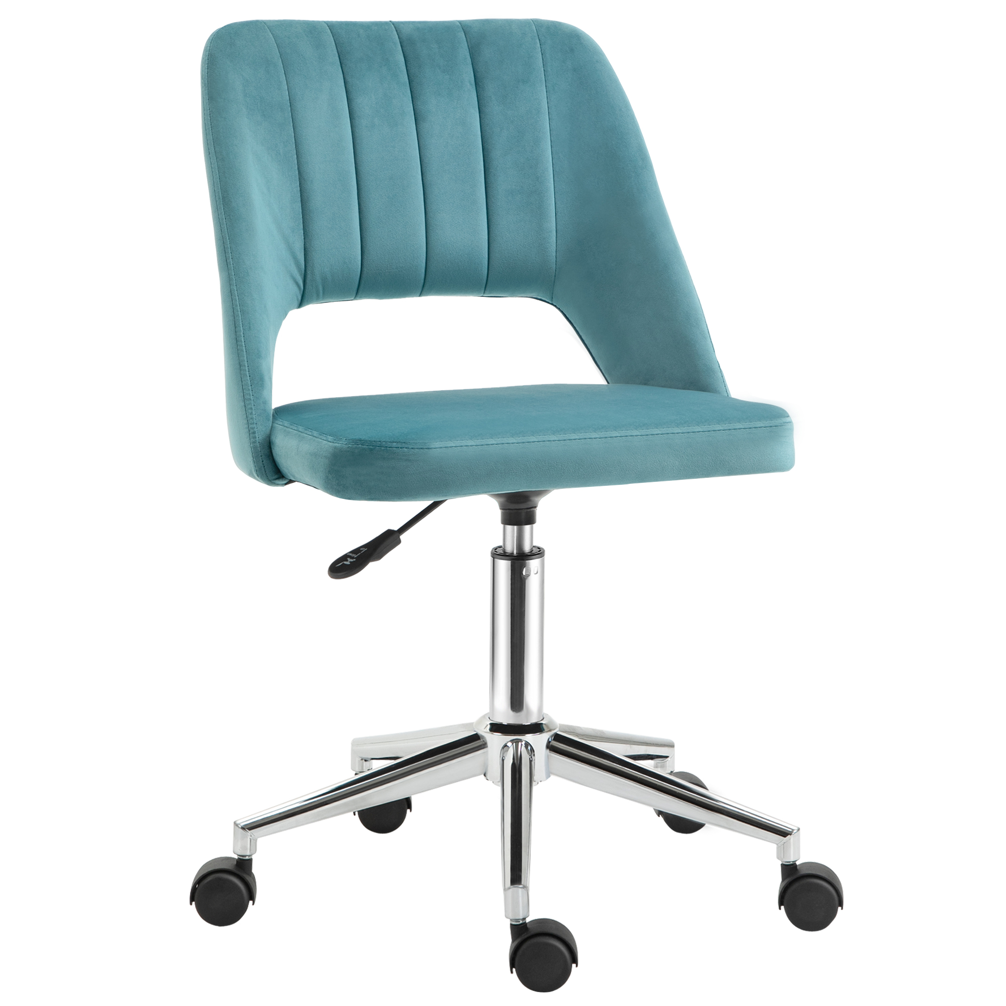 Vinsetto Bürostuhl im zeitgenössischen Design 360° drehbarer ergonomischer Bürostuhl mit geriffeltem atmungsaktivem Rücken, höhenverstellbarer Samtbezug 49 x 60 x 91 cm in Blau