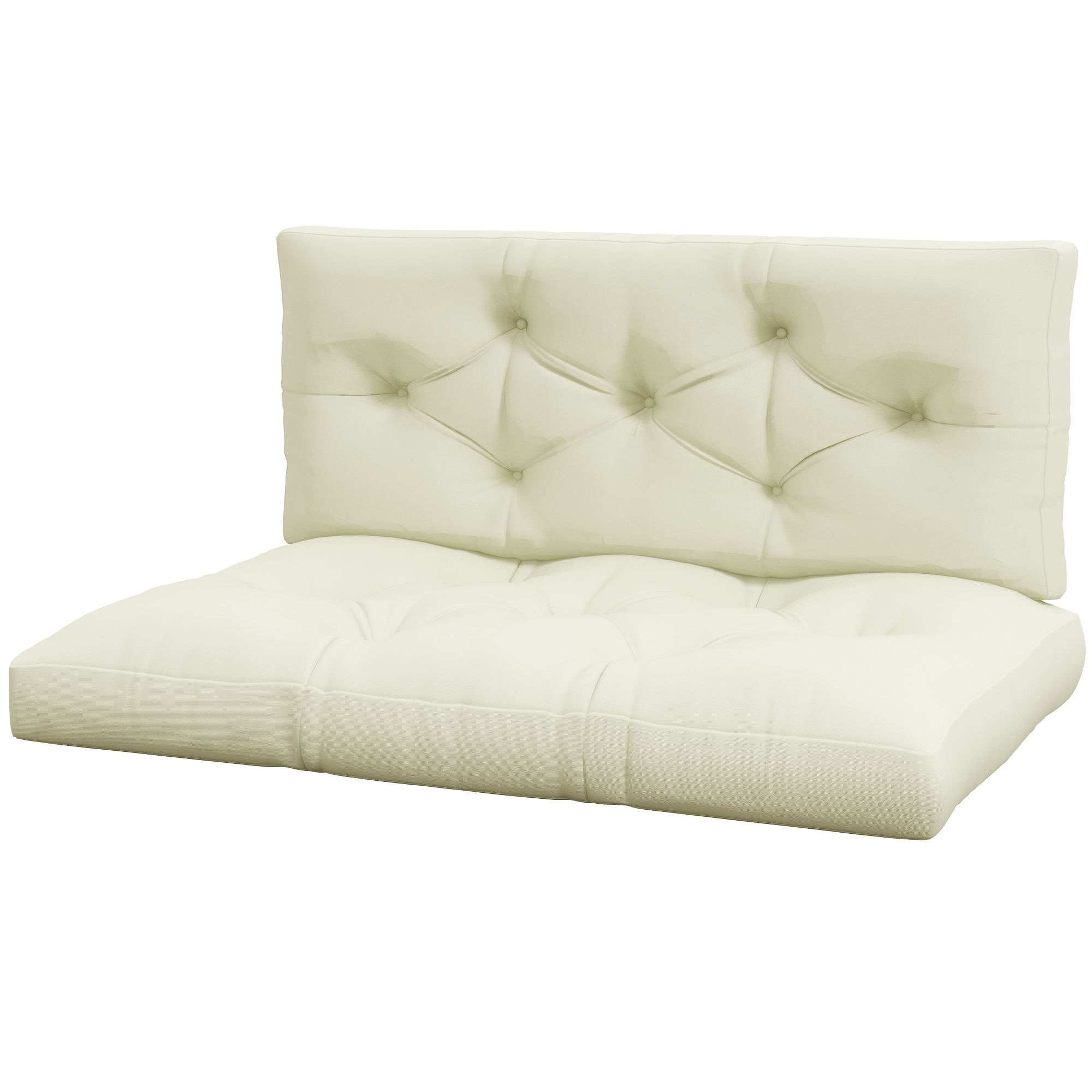 Outsunny Set aus 2 Sitz- und Rückenkissen für Gartenbank, Sitzbank, Palette 2 Plätze Abm. 120L x 80B x 12H cm Polyester Creme