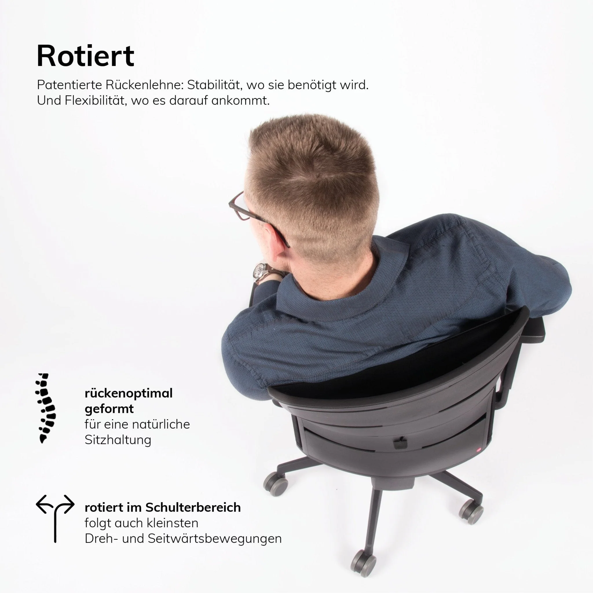 Sedia da ufficio ergonomica lento Agilis MT12 con base nera - Garanzia 30 anni - Made in Germany