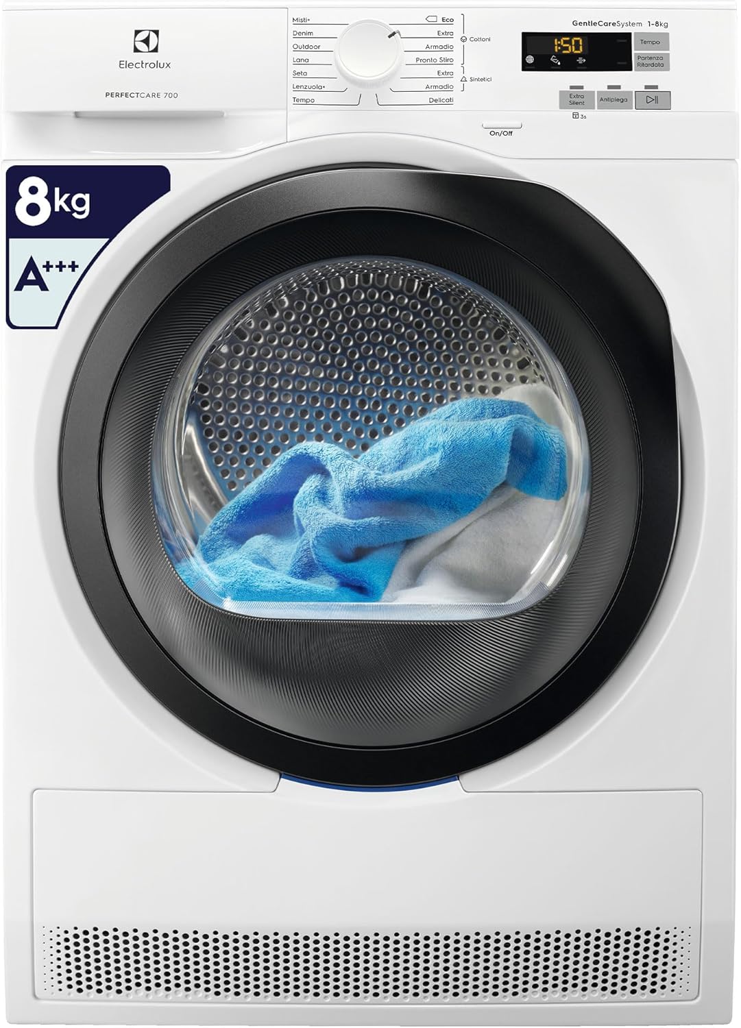 Electrolux PerfectCare 700 Asciugatrice 8 Kg, EW7H583W, Classe A+++, Tecnologia GentleCare System, Pompa di Calore, 850x596x638 mm, Bianco