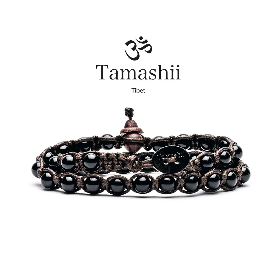 Bracciale Tamashii a due giri in onice nero BHS600-1
