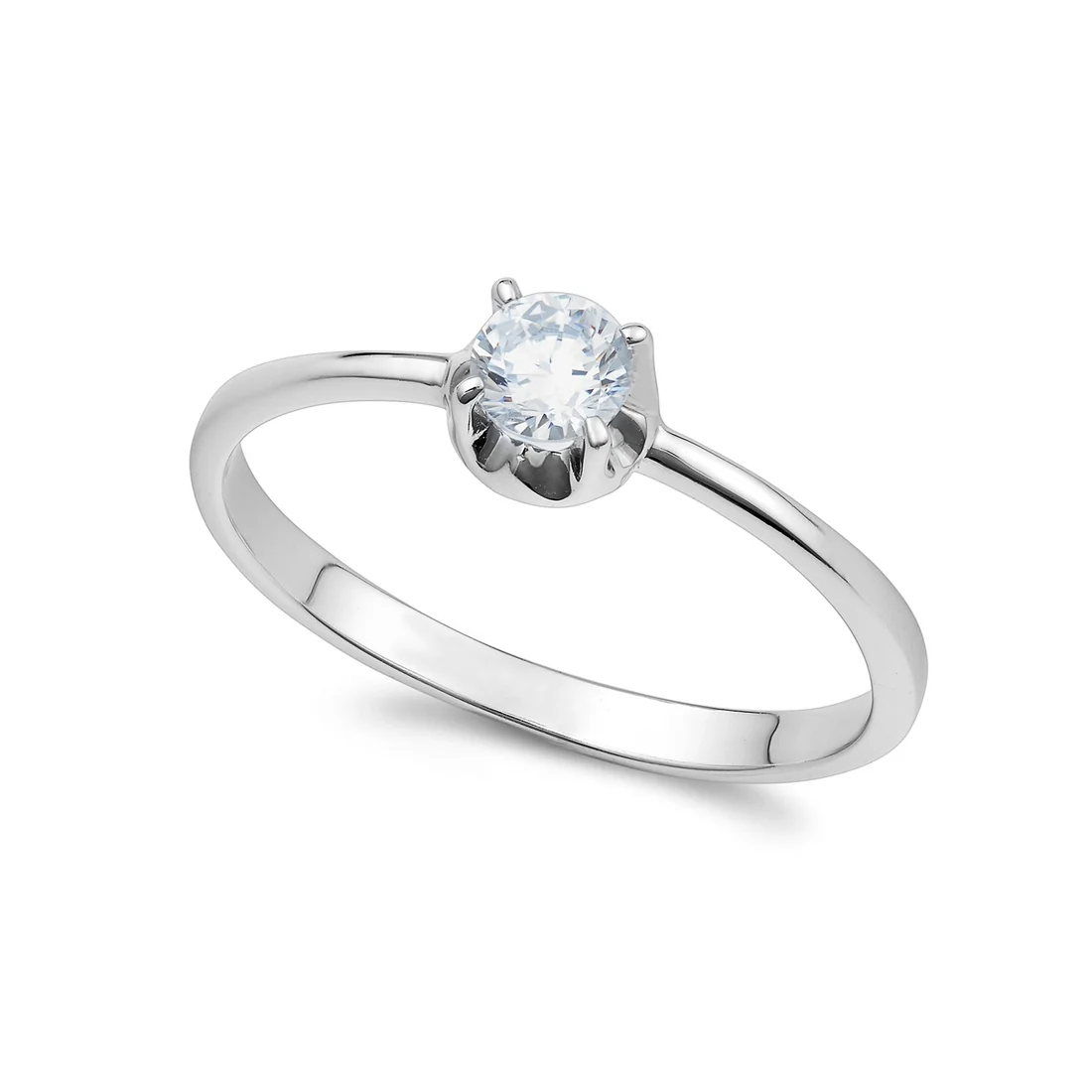 Solitario Ambrosia Gioielli in oro bianco e zircone 5mm AAZ 141