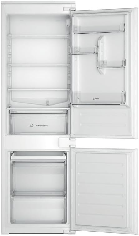 Indesit INC18D021A1 Frigorifero Combinato, Statico, Tecnologia Low Frost, Altezza 177 cm, 34 dBA, Porte Reversibili, Illuminazione Led, Controllo Umidità, Allarme Porta Aperta, Classe Energetica E