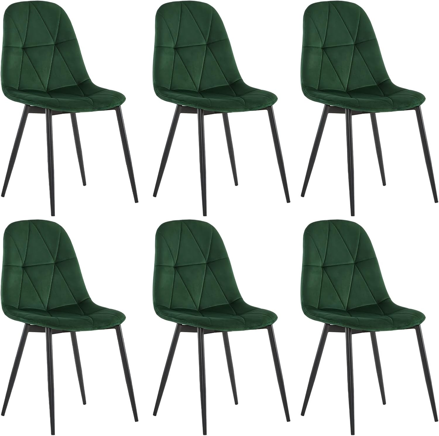 Lestarain set di 6 Sedia da Pranzo in Velluto, Sedie sala da pranzo con Schienale, Sedia Ergonomica con Gambe Metalliche, Seduta Imbottita, Nero, Grigio Scuro LCNI109001-6
