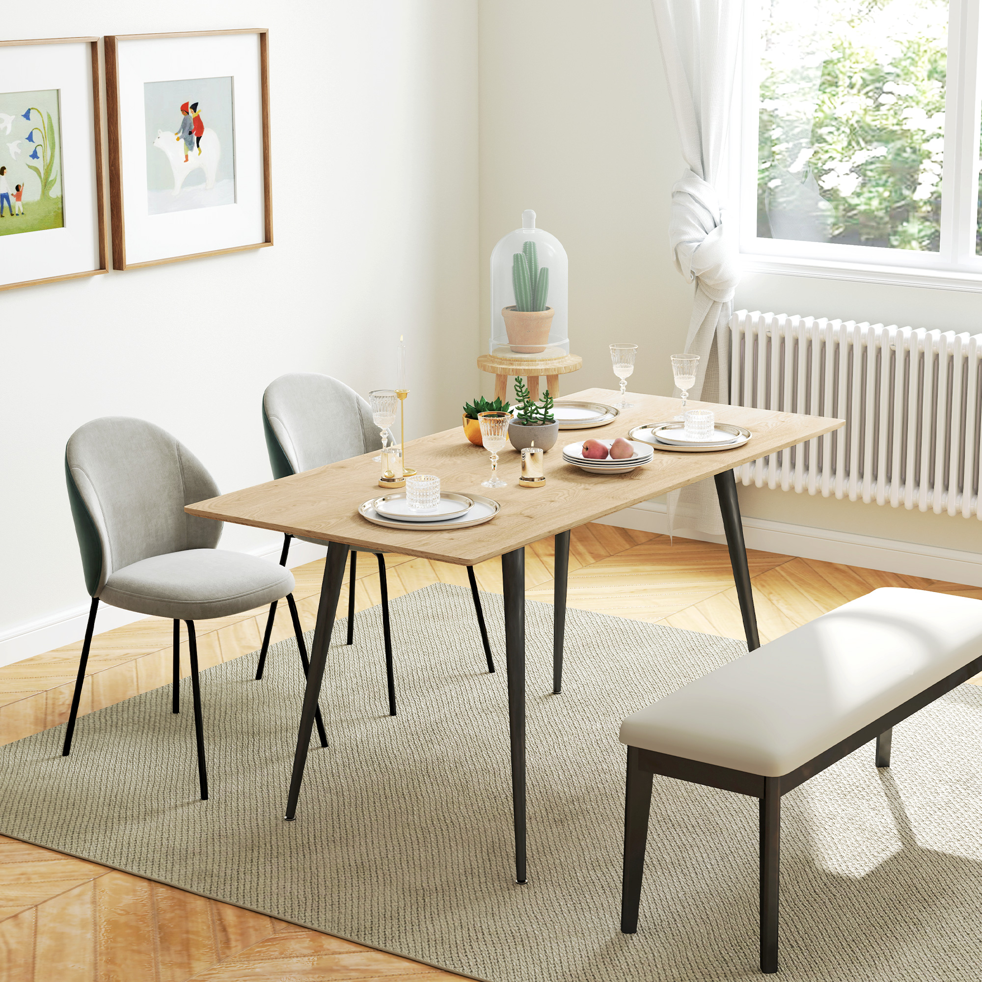 HOMCOM Klappbarer Esstisch ausziehbar 120-160 cm für 6-8 Personen mit Stahlbeinen, natur