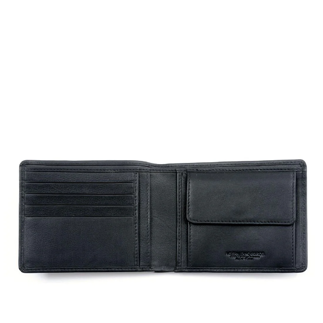 Portafoglio Spalding & Bros Washington 4c in pelle nera 175135U900