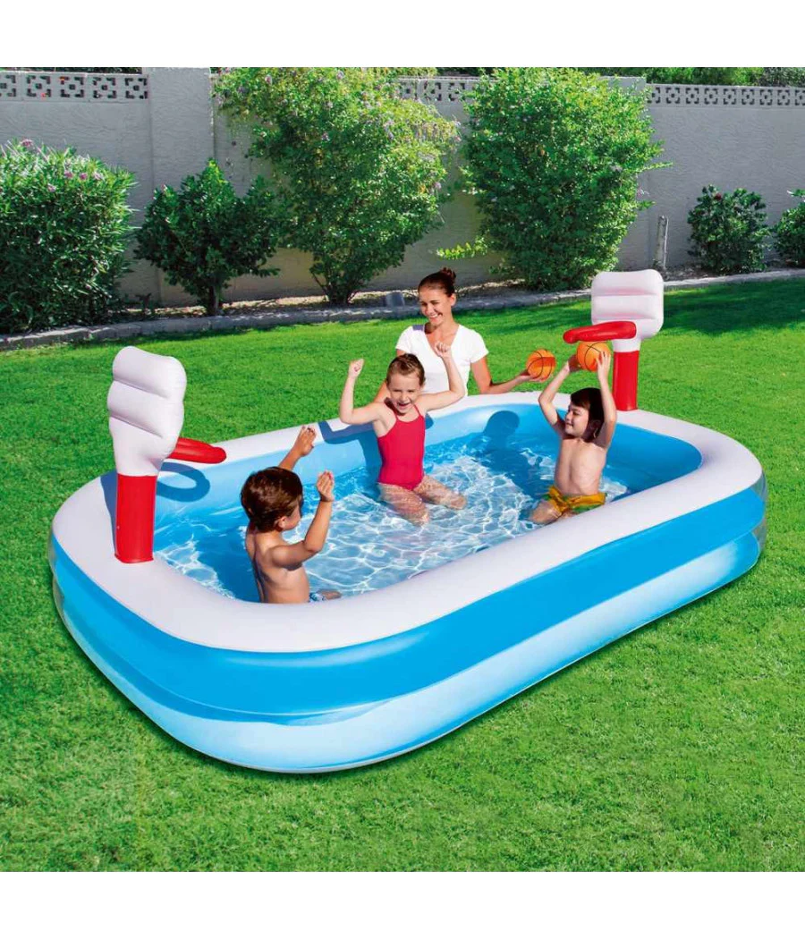 Trade Shop - Piscina Gonfiabile Per Bambini 3 Anni+ Gioco Pallacanestro Basket Giardino