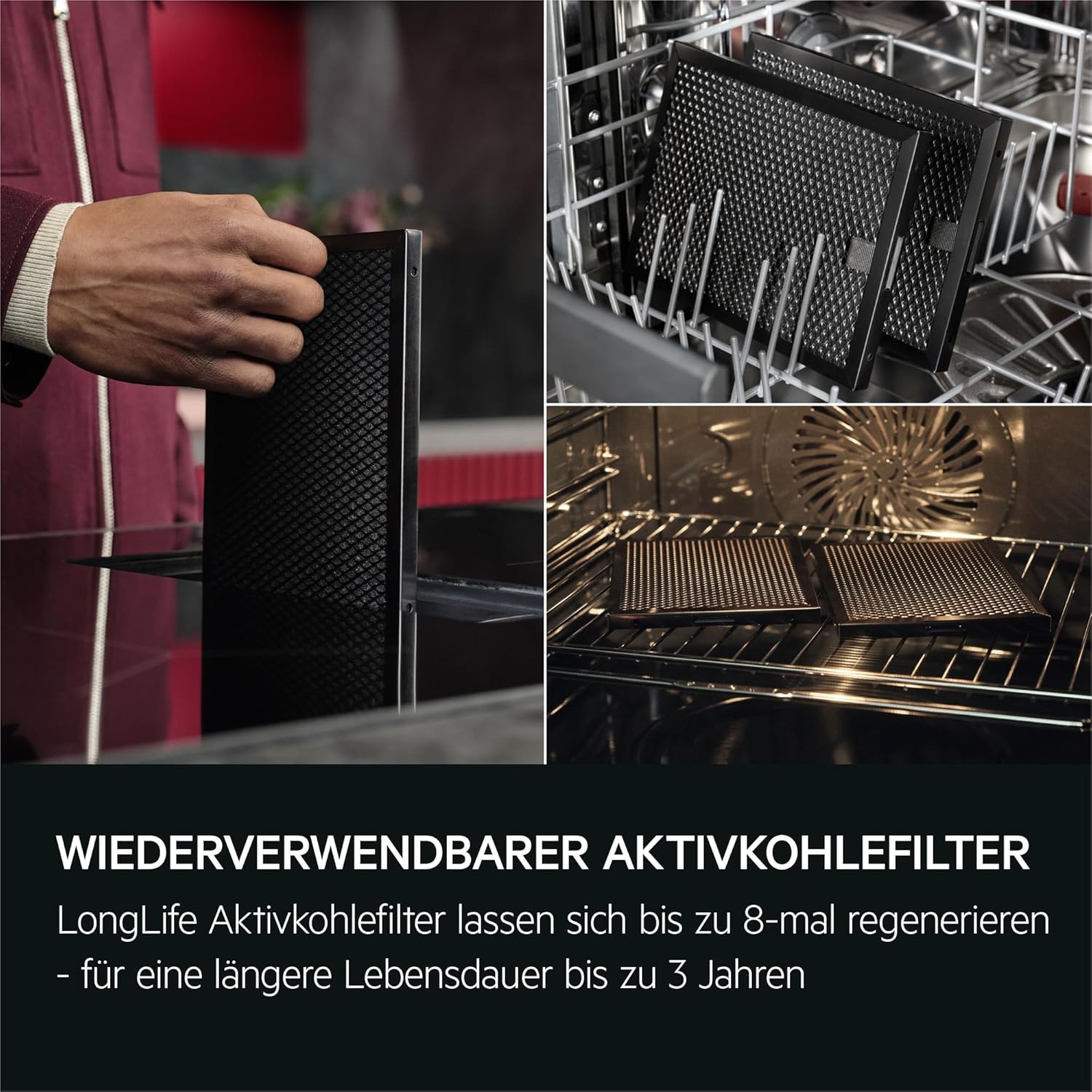 AEG Induktionskochfeld autark 80cm mit Dunstabzug / Made in Germany / 4 Flex-Kochzonen mit Bridge (Kombination 2er Zonen) / Auto-Funktion des Dunstabzugs / Aktivkohlefilter / COLI84COXB