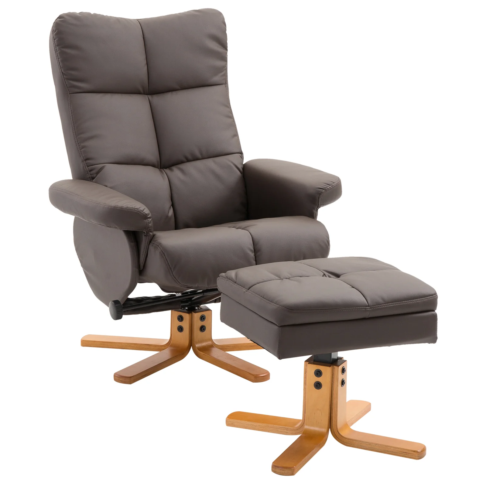 HOMCOM Relaxsessel mit Hocker Stauraum 360° drehbar Braun