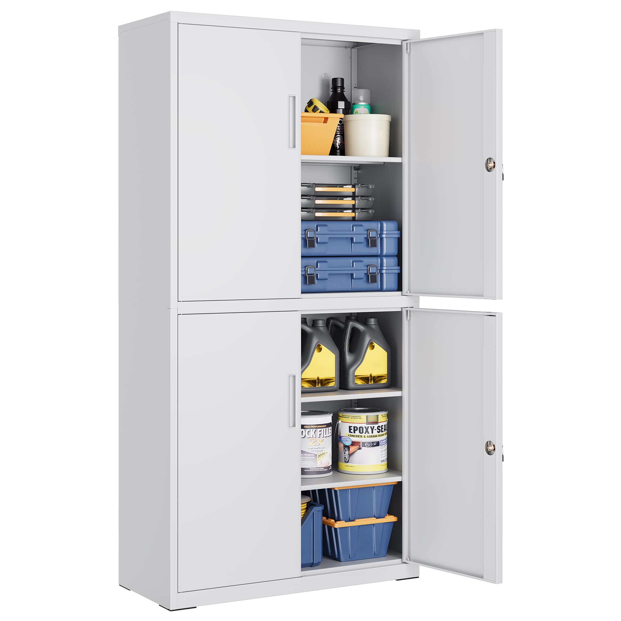 SONGMICS Aktenschrank mit 4 Türen und 5 Ebenen 80,1 x 40,2 x 180 cm viel Stauraum stabile Konstruktion