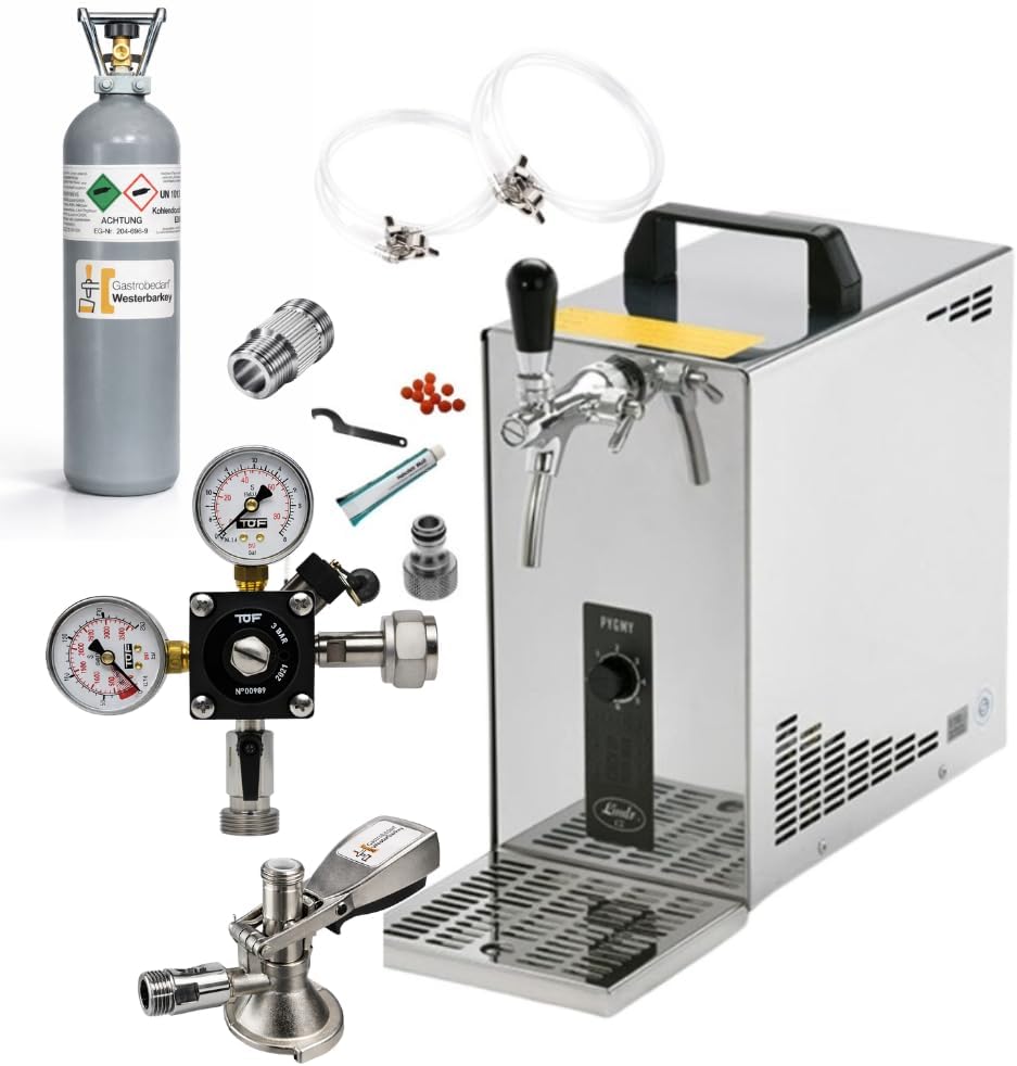 Zapfanlage Trockenkühler 30l/h Komplettset 2kg Co², Uhr, Schläuche Keg Reinigung