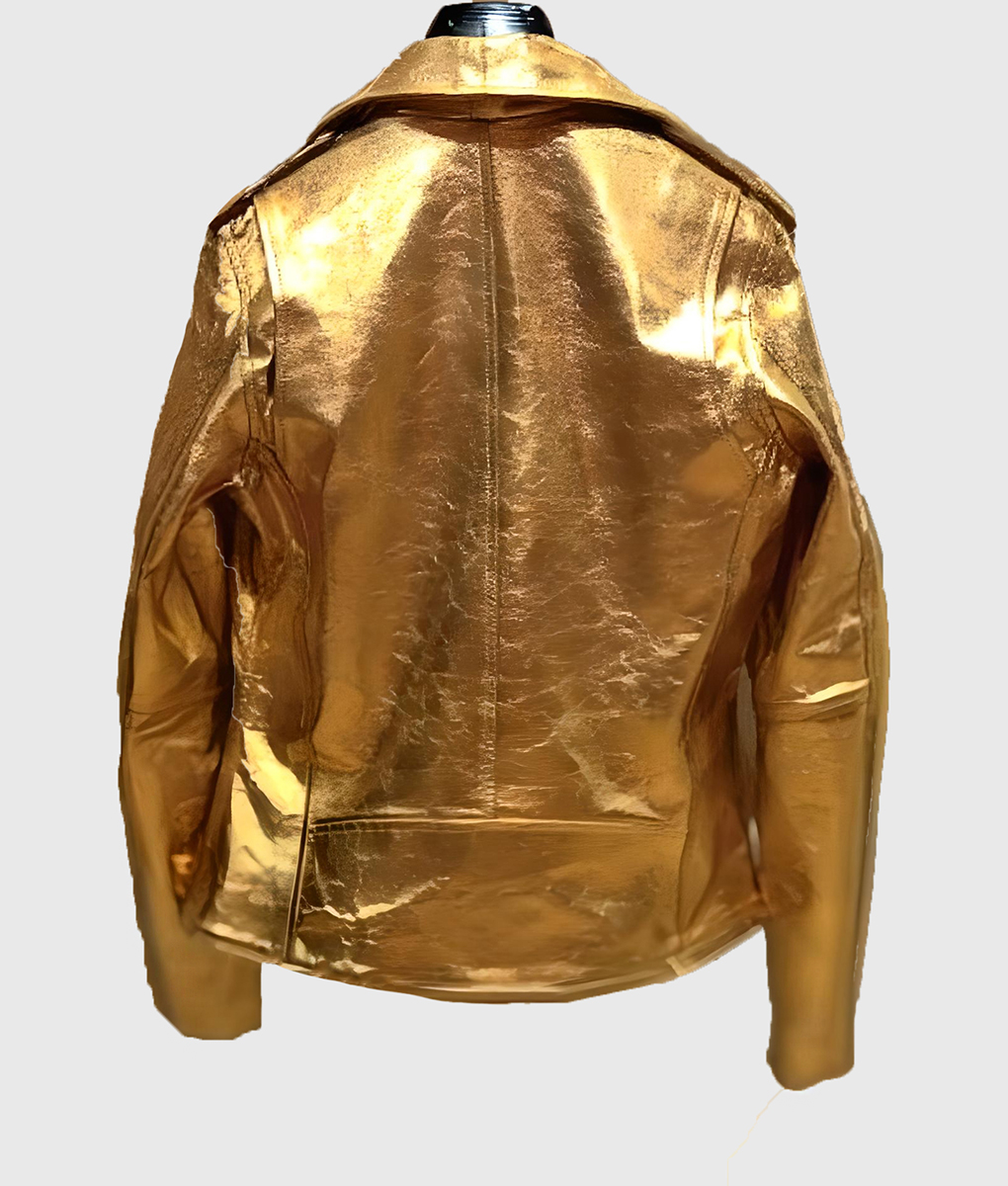Gold Metallic Leather Jacket