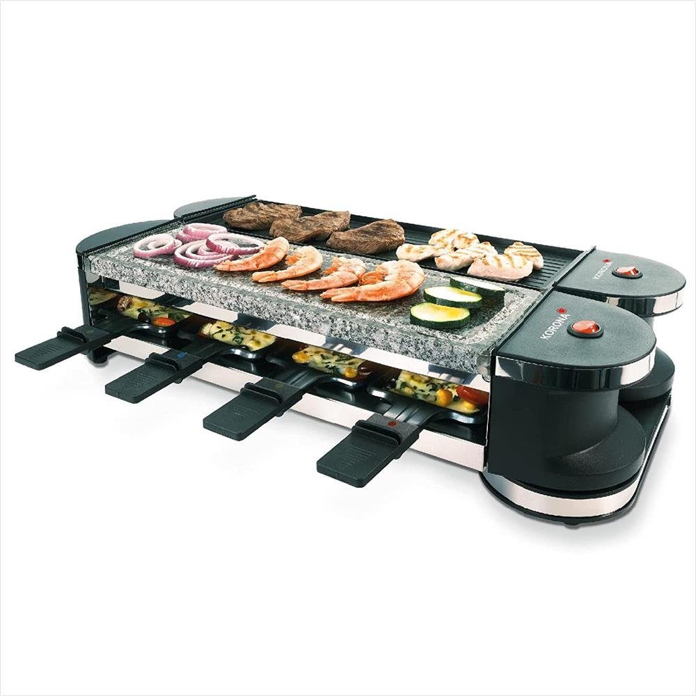 Raclette 45071 Drehbar 4 / 8 Personen Antihaft Grillplatte + Steinplatte