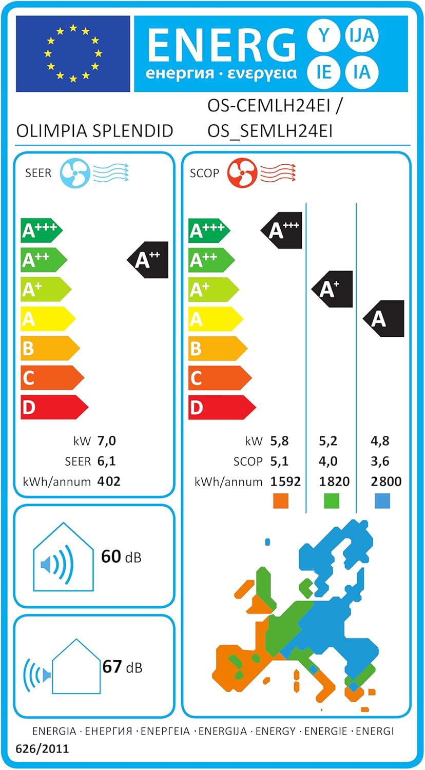 Olimpia Splendid, Mystral S1 E 12 Air Conditioning 12000 BTU / h Monosplit Inverter, Gas R32, Class A++, Cooling Function, Heating, Dehumidification and Ventilation, Integrated Wifi