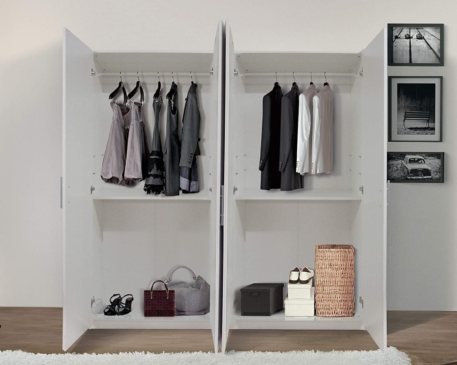 MY BRAND Germanvox Swift Wardrobe with 4 Doors Bedroom Matt White Made in Italy L.181 D.53 H.202 cm