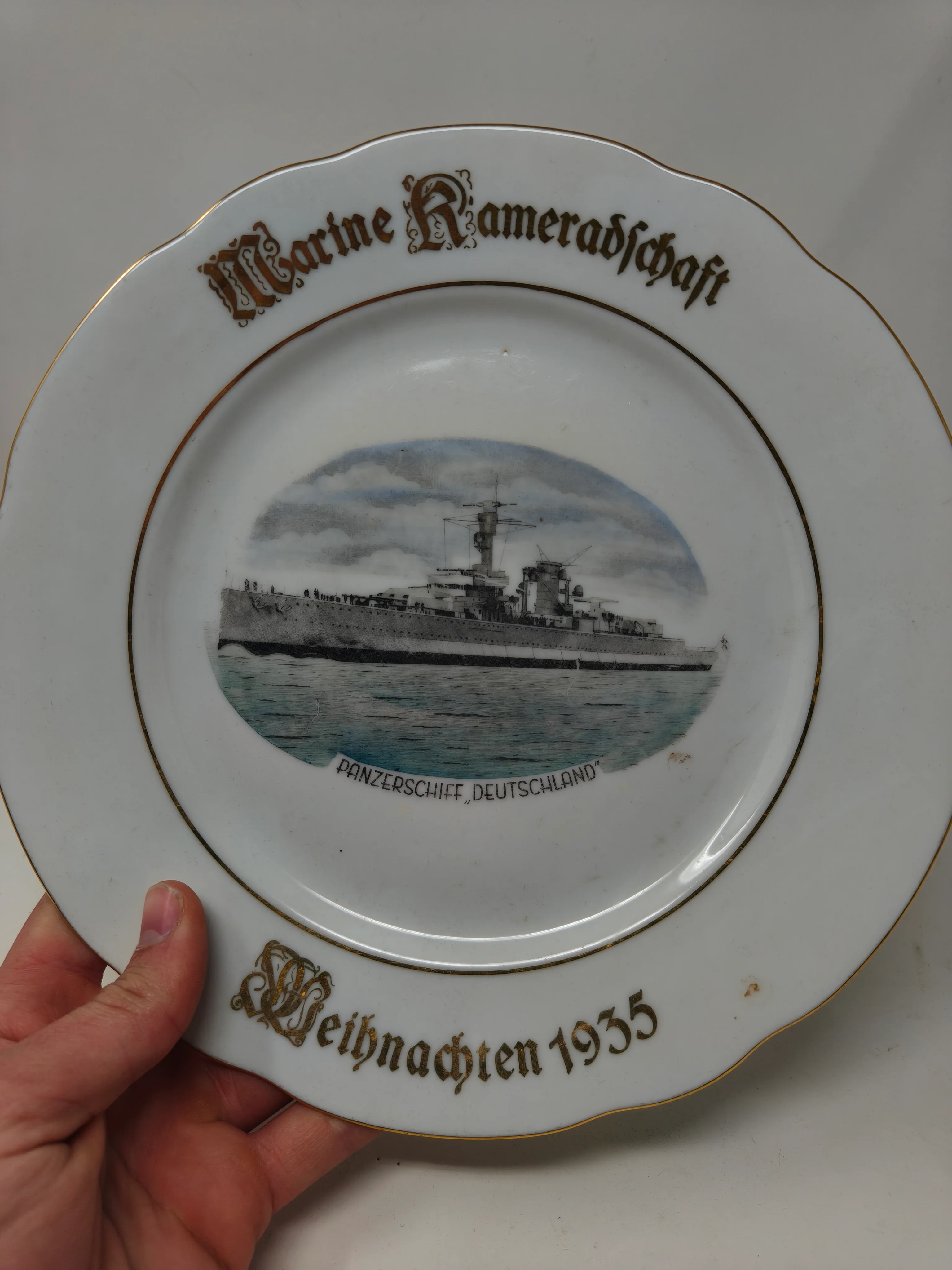 Plato Recuerdo Acorazado Deutschland 1935
