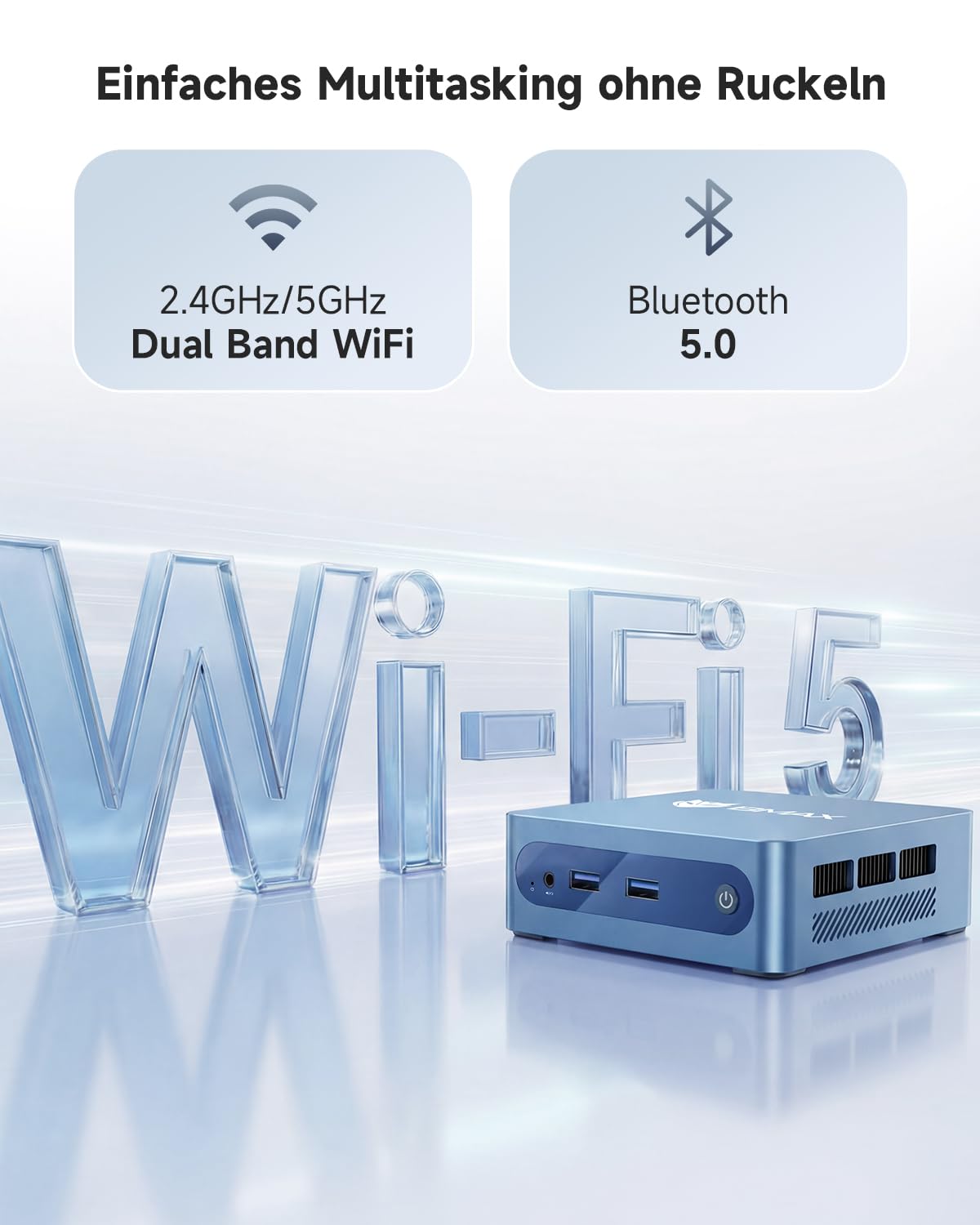 Mini-PC B1 Plus Intel Celeron J3355 2,5 GHz 6 GB RAM 128 GB SSD Windows 11 Home Intel HD Graphics 500 Dual-HDMI Wi-Fi 5 Bluetooth 5.0