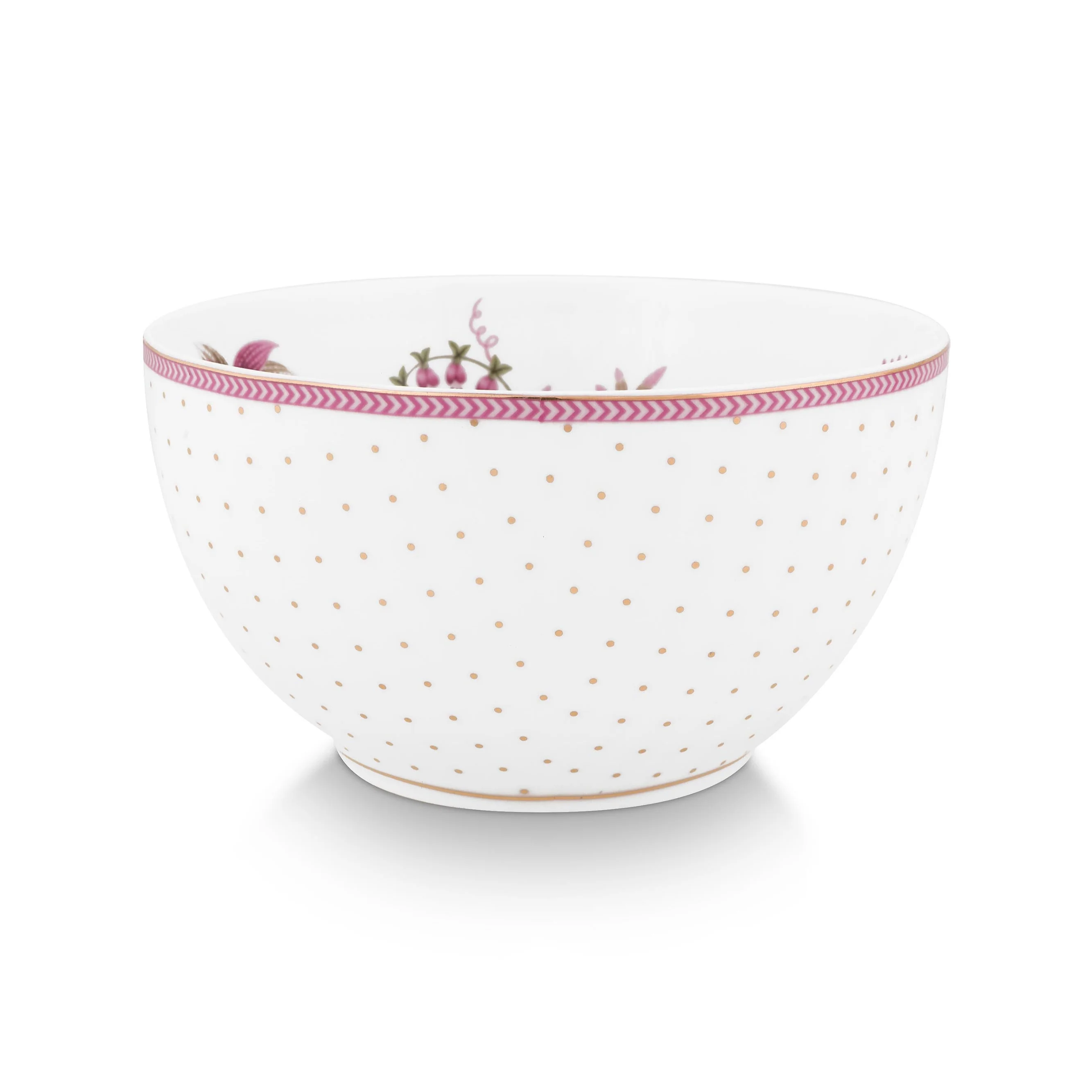 Bowl Jolie Dots Gold Pink �C 15cm | Porcelain Tableware