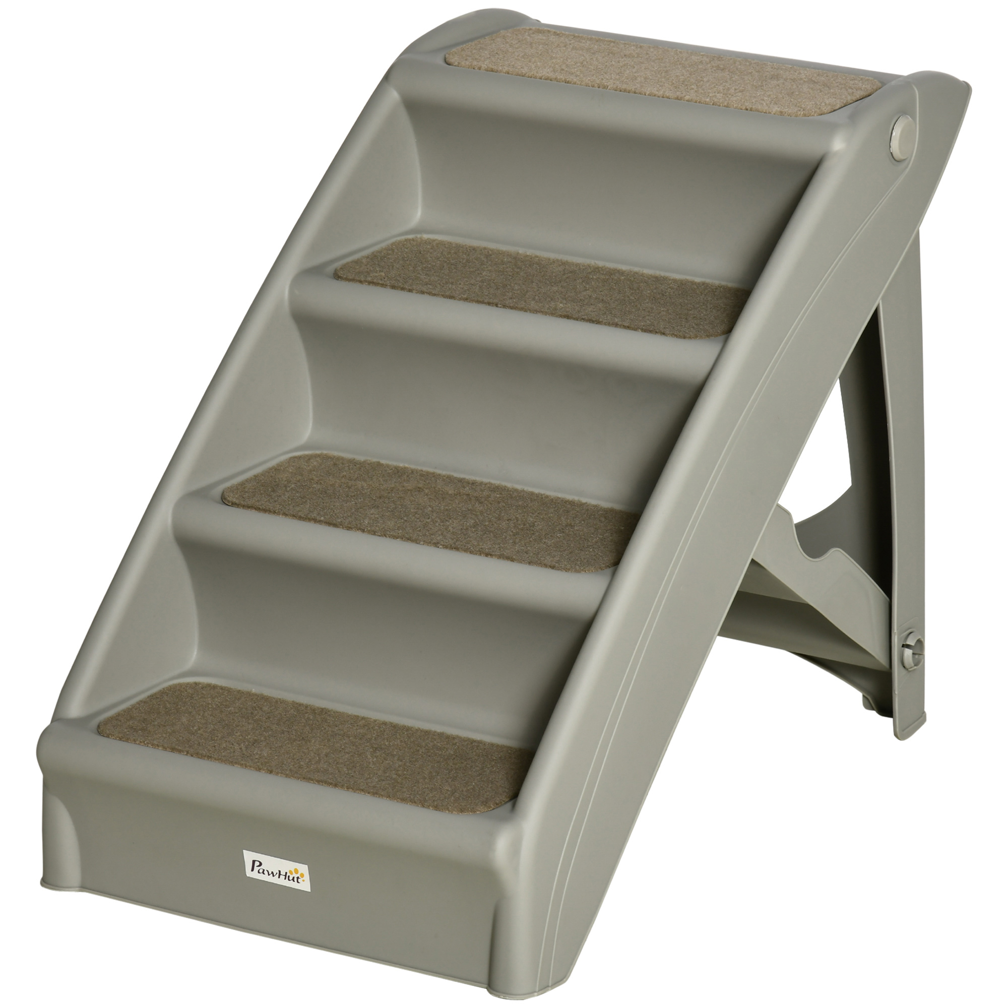 PawHut Hundeleiter Klappbar mit 4 rutschfesten Stufen, Leiter für Haustiere bis 10 kg, 62x38x49,5 cm, Grau