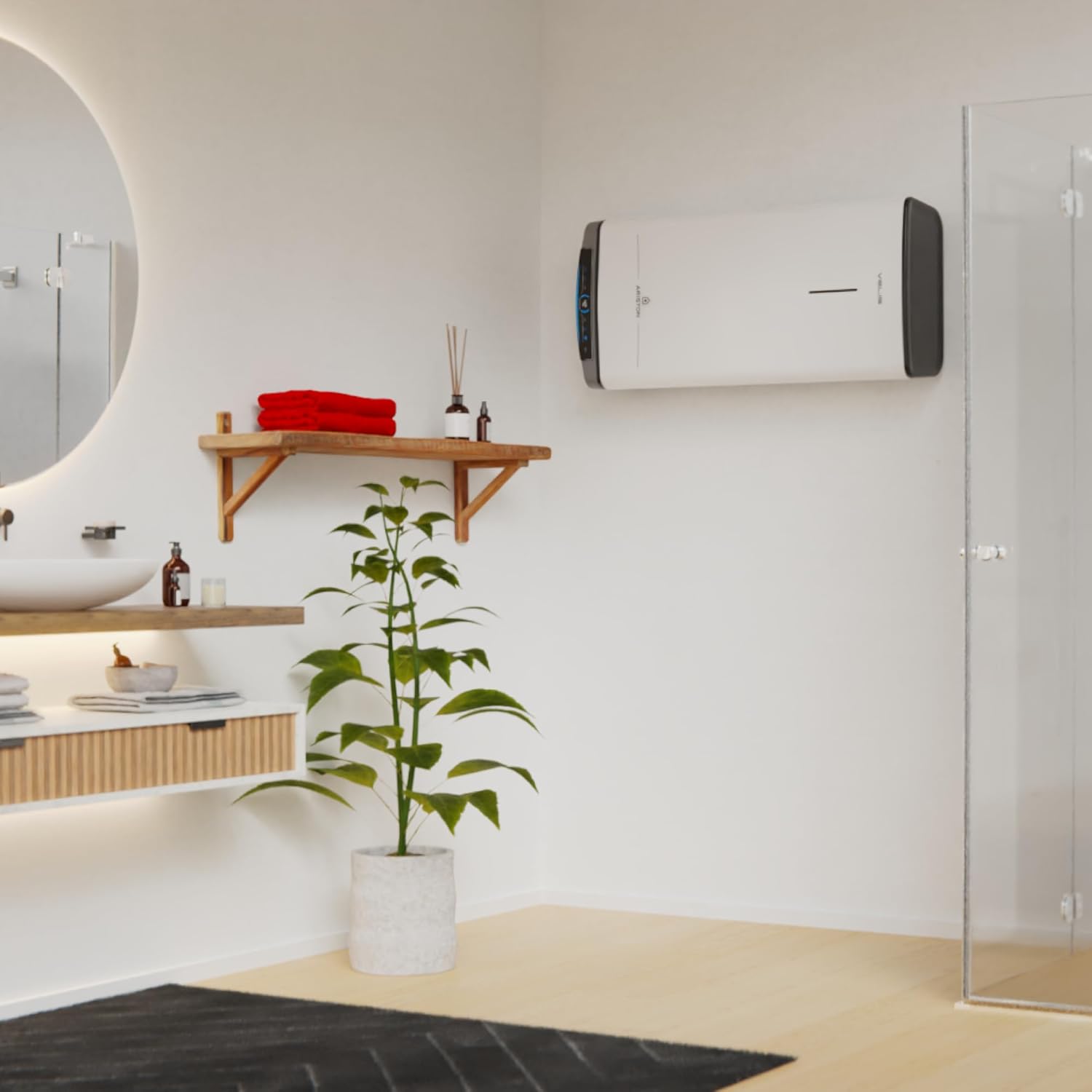 Ariston Velis Dune Wifi - Scaldabagno Elettrico 50 Litri Verticale e Orizzontale 275x506x776 - Boiler Elettrico 2 Serbatoi, Funzione ECO-EVO e Check Temperatura Remoto, Classe B, Compatibile con Alexa