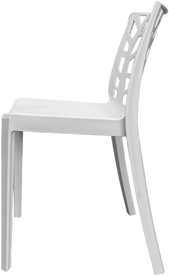 GLOUPIE Set 6 Sedie Matrix In Polipropilene Bianco, 55x47x82 Cm,Peso 4 Kg,Per Interno Ed Esterno,Made In Italy,Impilabili