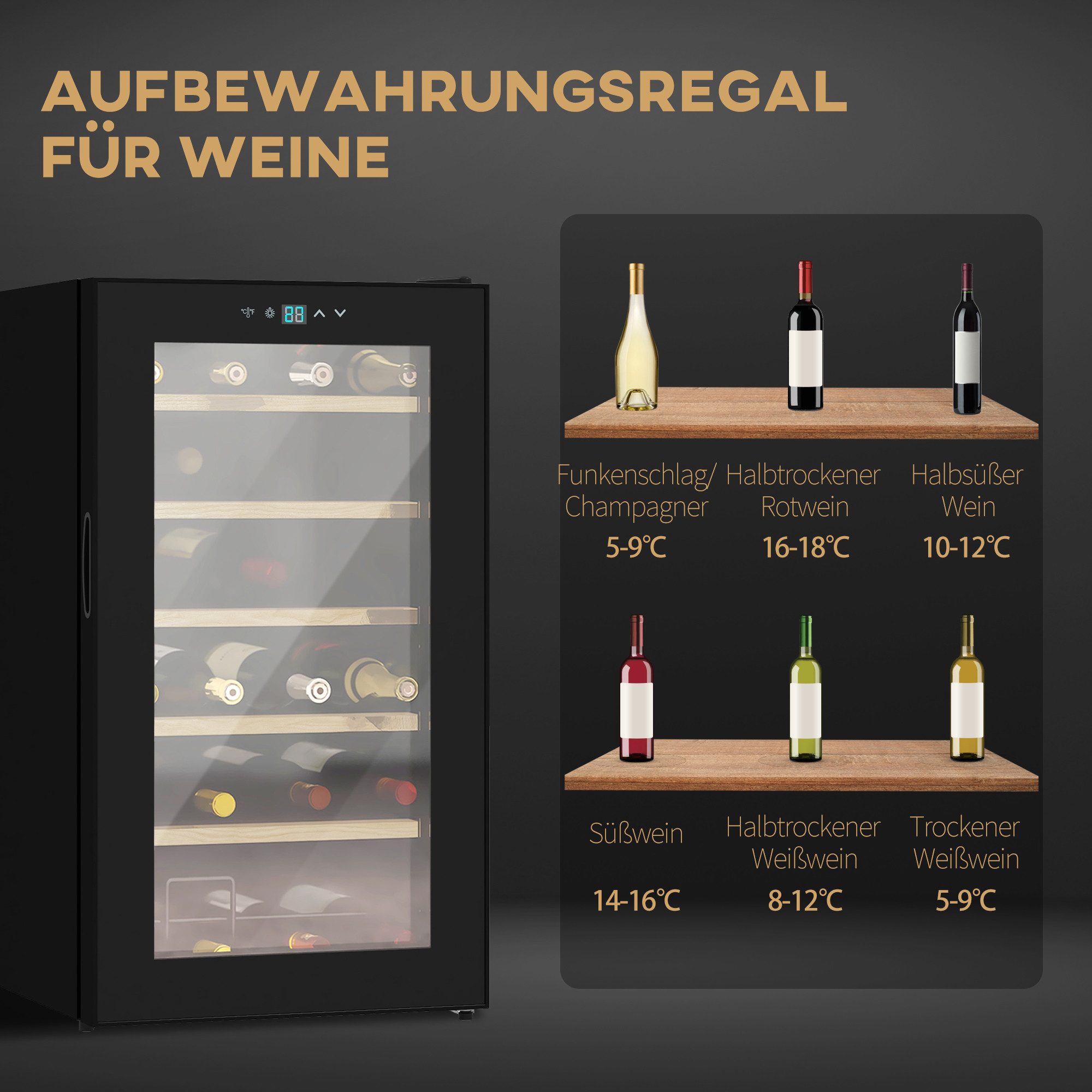 Weinkühlschrank 65 L Getränkekühlschrank, Flaschenkühlschrank, Weinklimaschrank