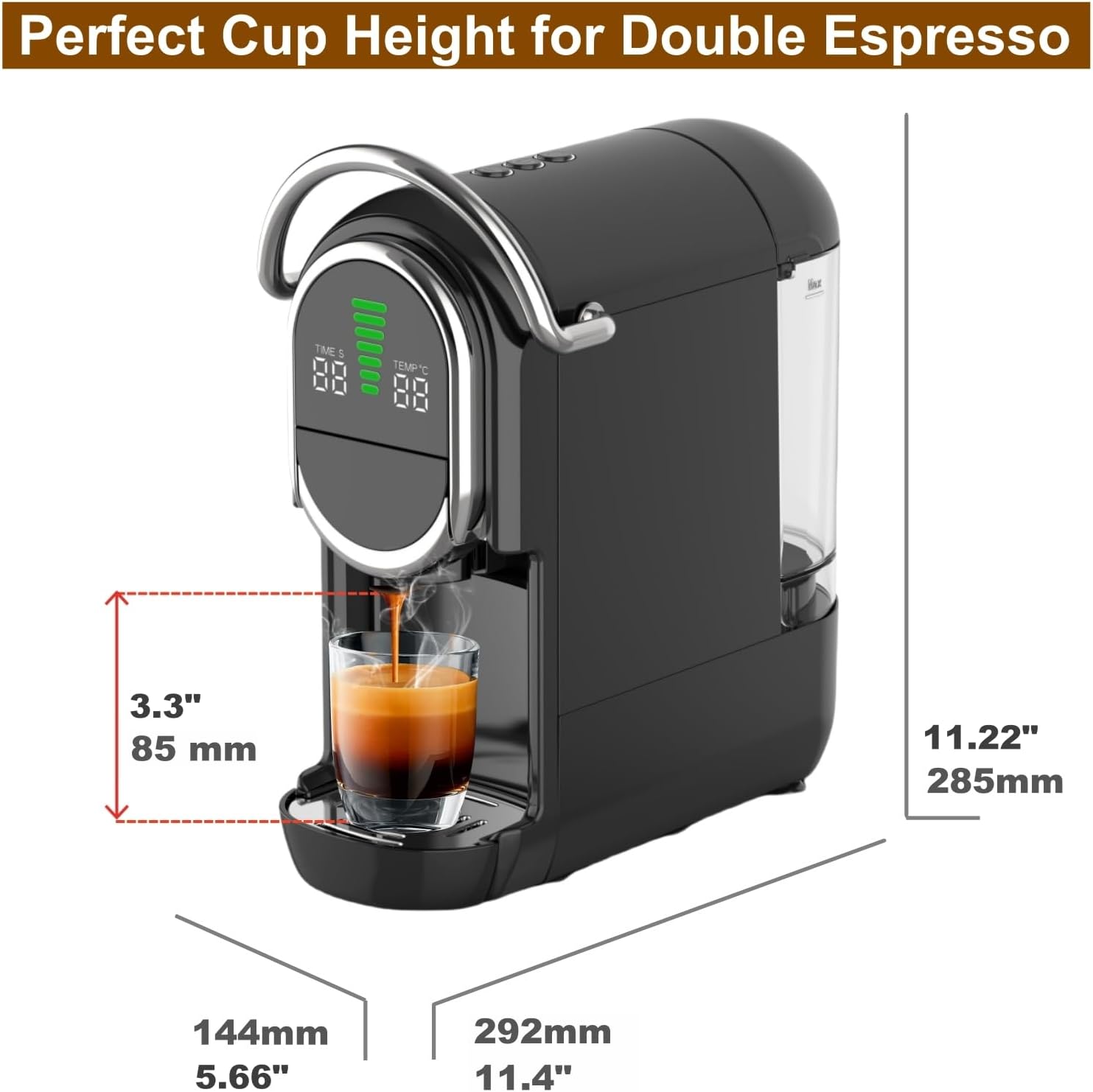 Magician1 Mini Espresso Machine for Nespresso Original, Dolce Gusto, Lavazza Blue, ESE Pods, 19-Bar Coffee Machine for Ground Coffee, Coffee Maker with adjustable Temp & Cup Size, 21oz Reservoir