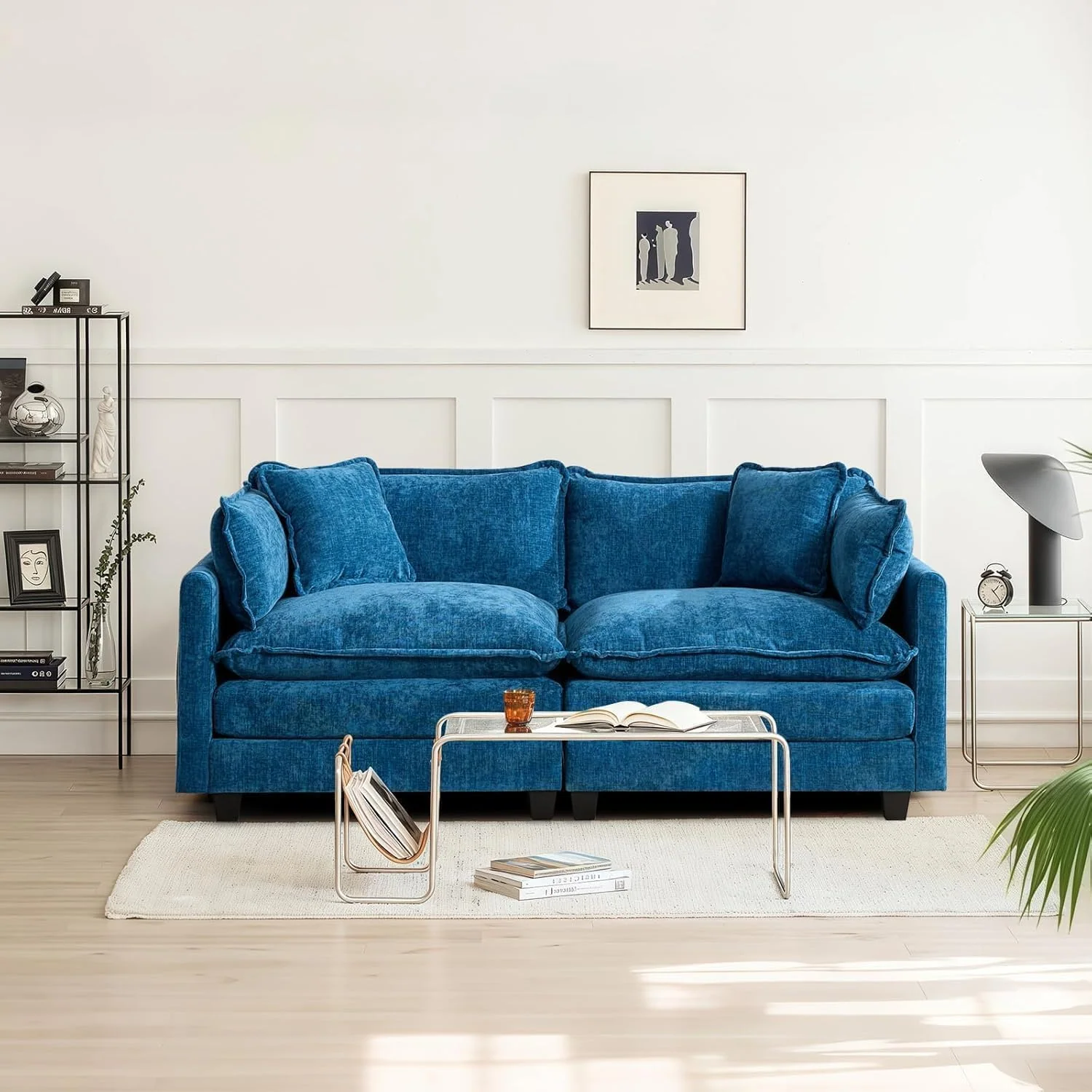 198cm 2-Sitzer Sektionalsofa, Blau