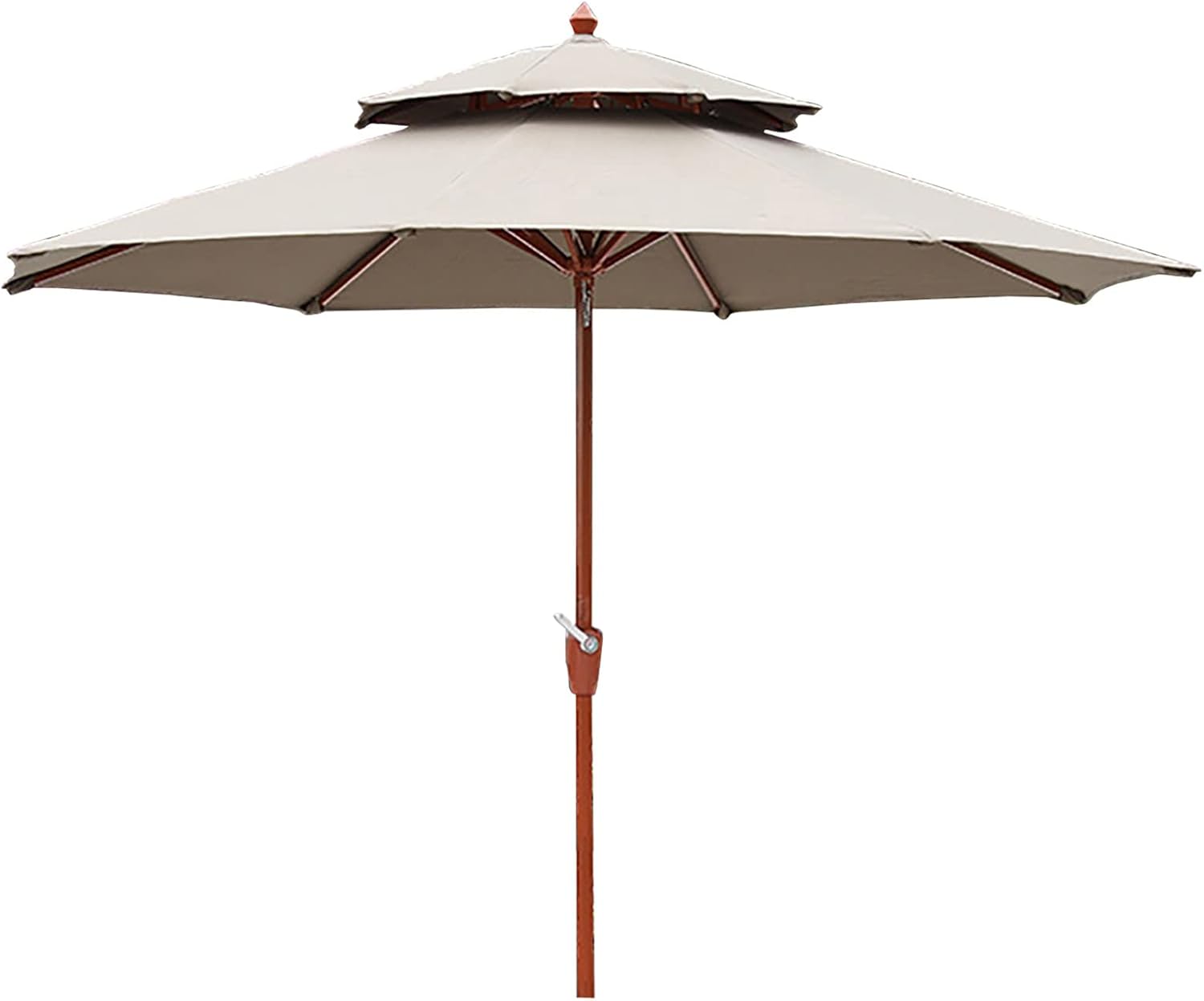 Garten Parasols Parasol Garden Outdoor Strand mit Kurbel & Nachahmung Holz Eisenstange, freistehende Sonne -Baldachin -Regenschirm für Garten, Balkon, Terrasse, Deck im Freien Parasole