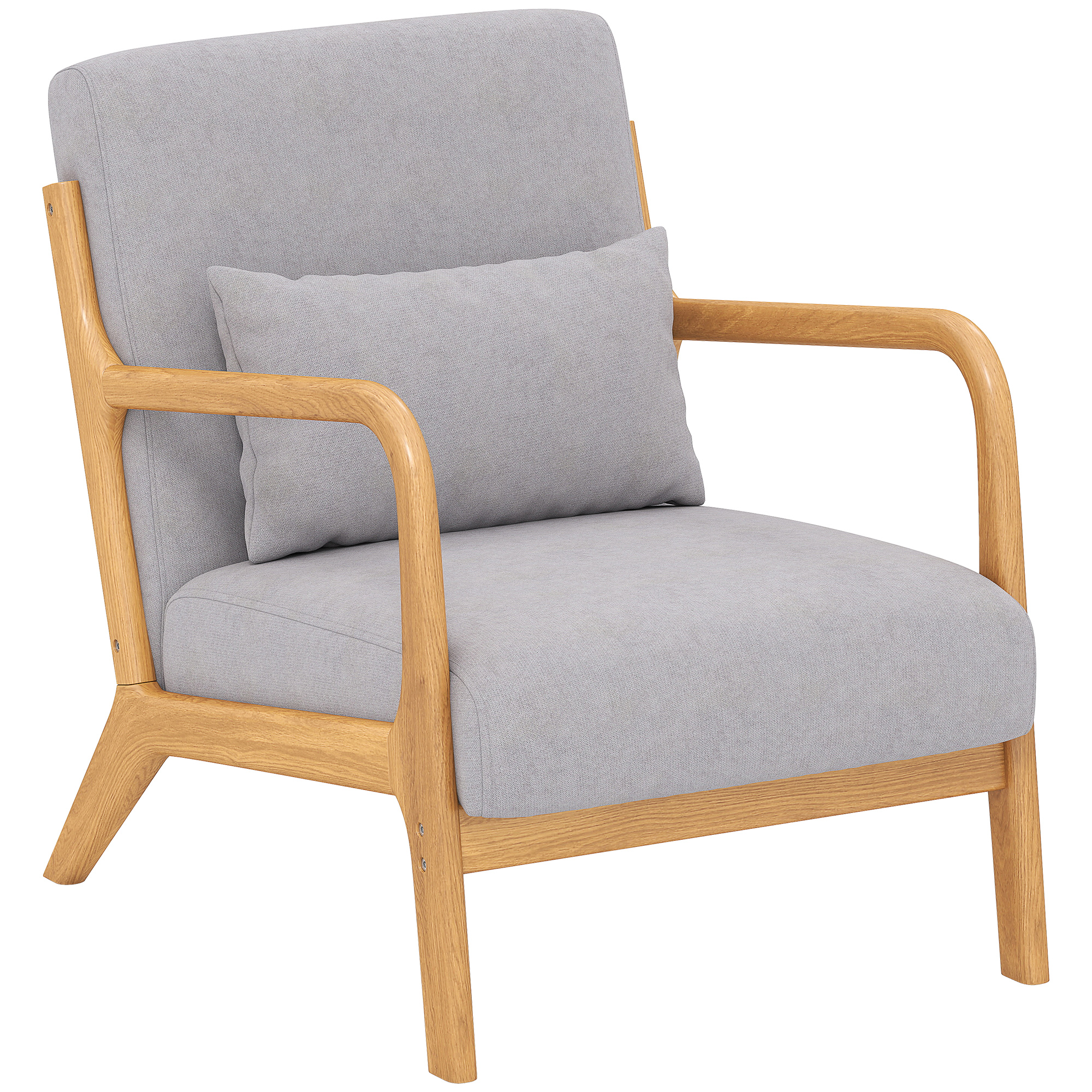 HOMCOM Eleganter Lounge-Sessel mit Holzrahmen und Schaumstoff-Polsterung, Samtoptik, für Wohnzimmer, Schlafzimmer, Grau