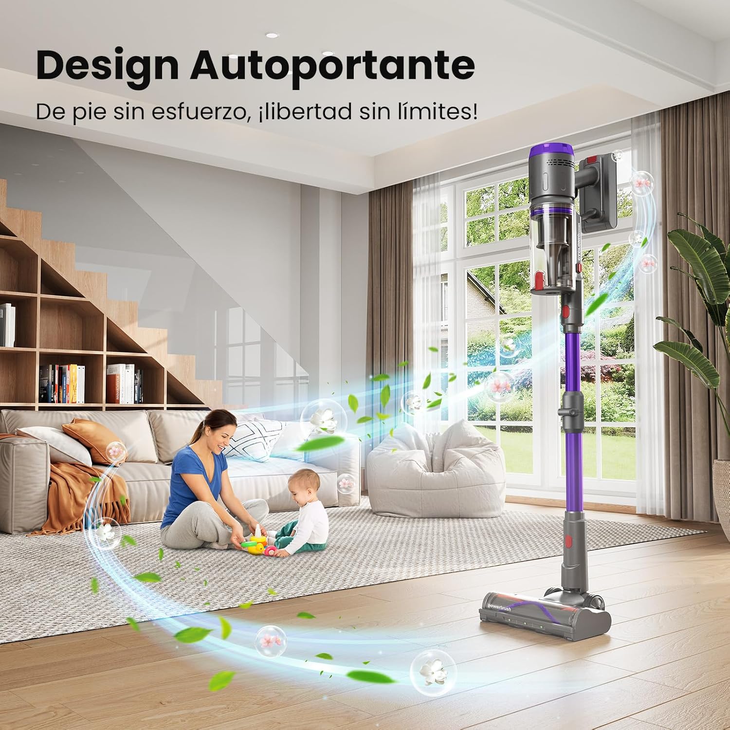 FURGO Flex V16 Aspirapolvere Senza Fili, 600W/58000Pa/80Min, Scopa Elettrica Senza Fili con Tubo Pieghevole, Tubo Estensibile da 1m, Srotolatore di Peli di Animali, Per Pavimenti/Tappeti