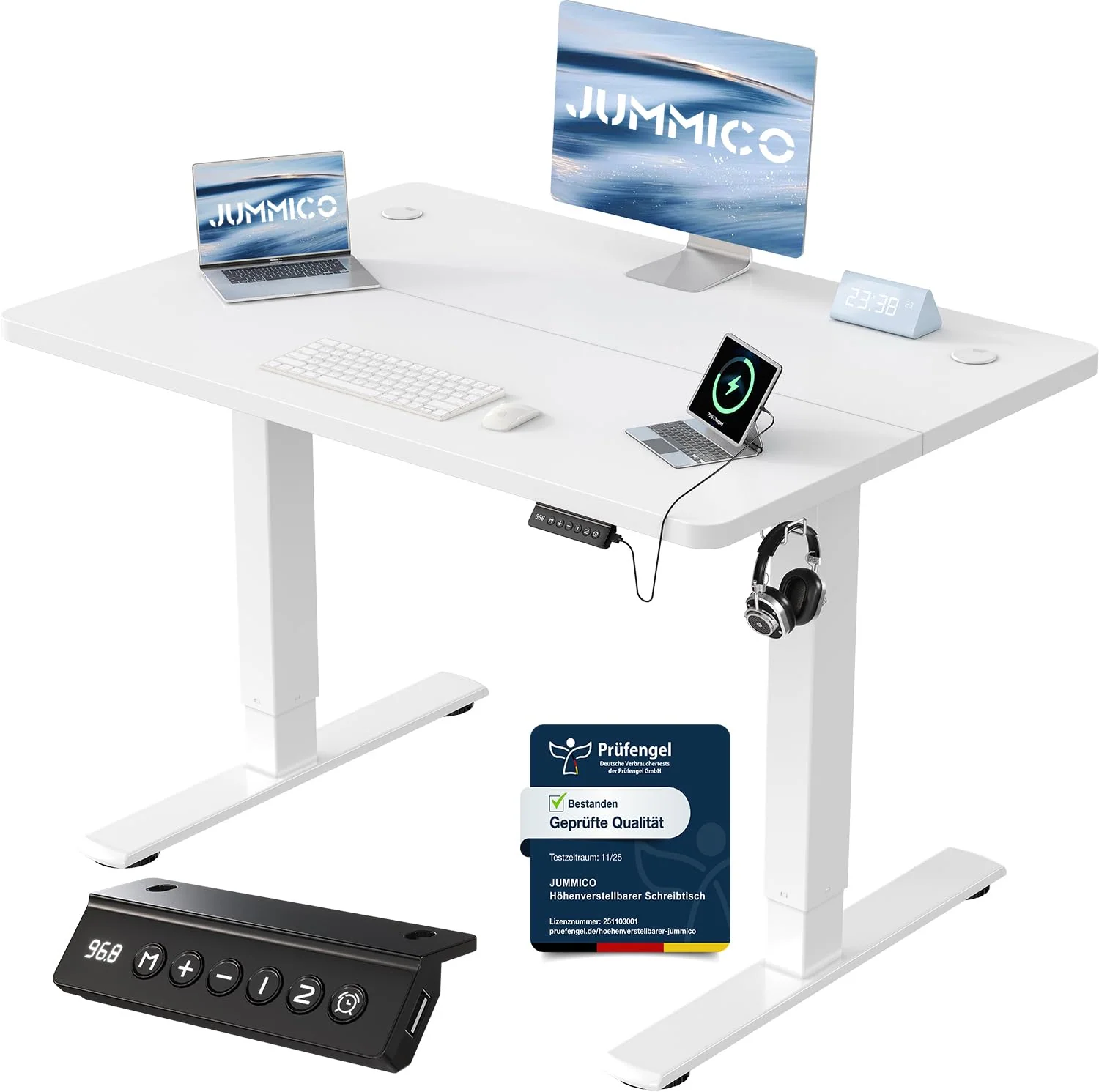 JUMMICO Elektrisch höhenverstellbarer Schreibtisch mit USB-Anschluss