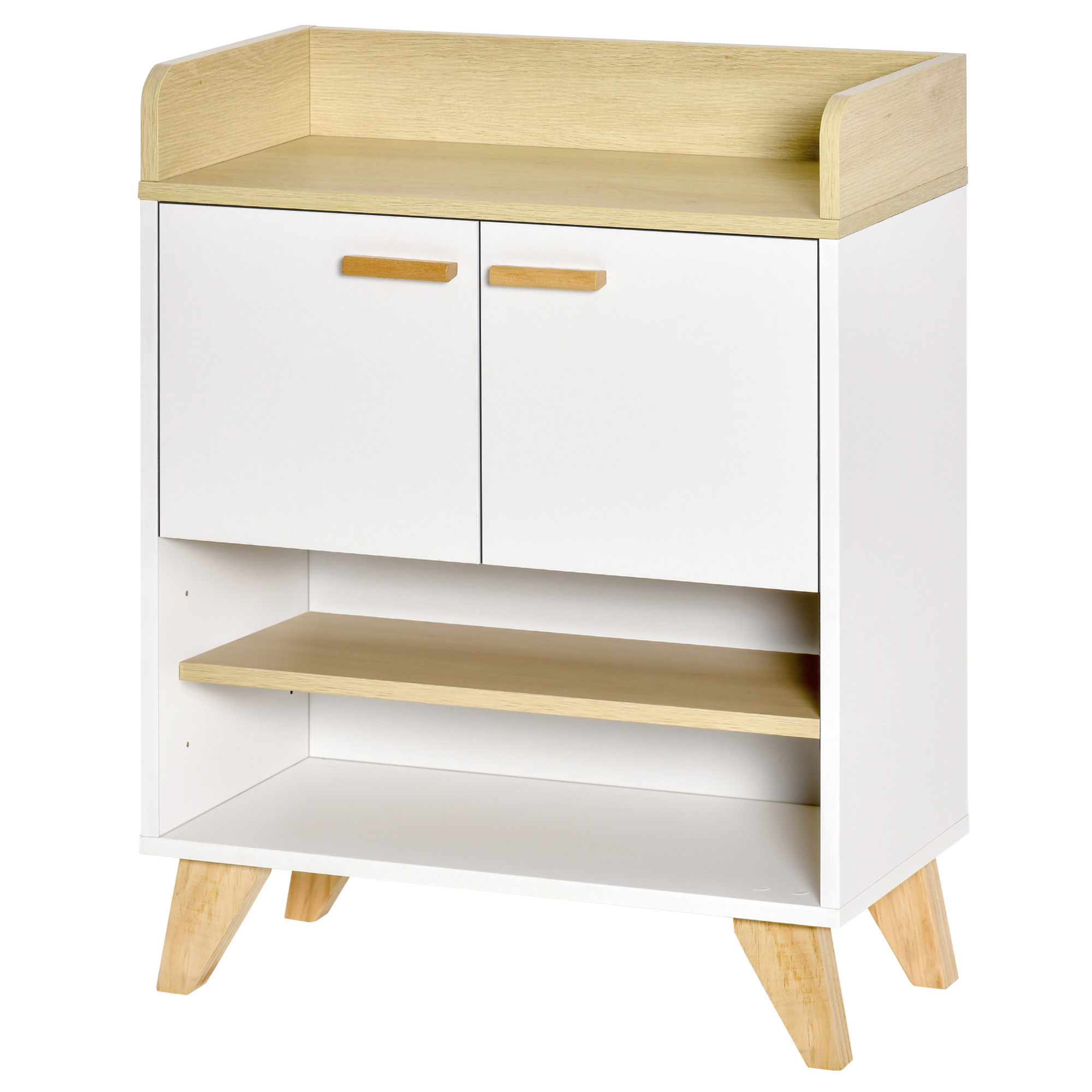HOMCOM Mehrzweckschrank mit Schrank und offenen Regalen, Wohnzimmer-, Küchen- und Büromöbel aus weißem Holz, 60x30x78cm