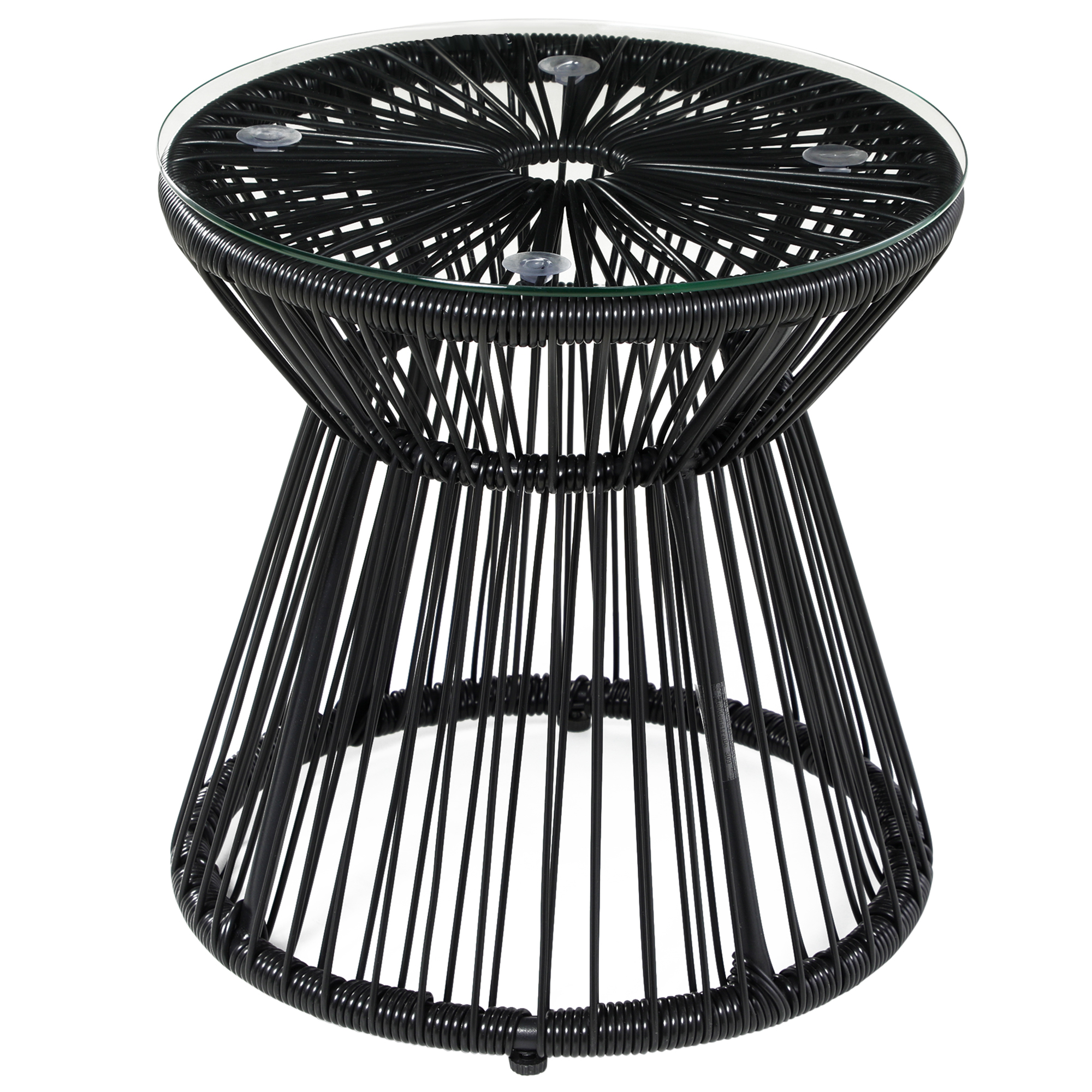 Outsunny Gartentisch im Boho-Stil, wetterbeständig, PE-Rattan, 40 cm x 40 cm x 42 cm, Schwarz