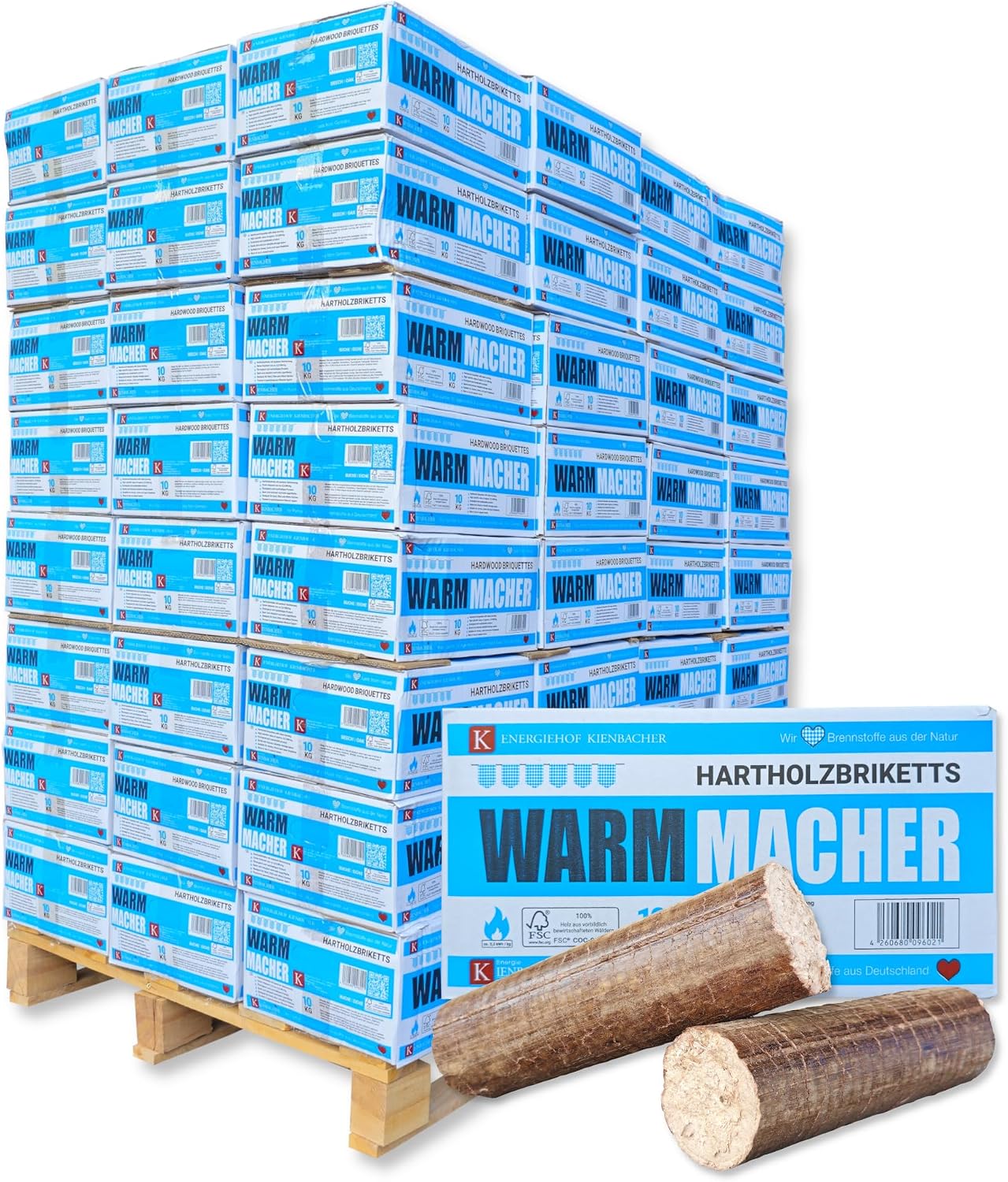 960kg Nestro Hartholzbriketts 96x10kg Karton FSC Gluthalter Kamin Ofen Brenn Holzbriketts Heiz Grill Smoker Kohle