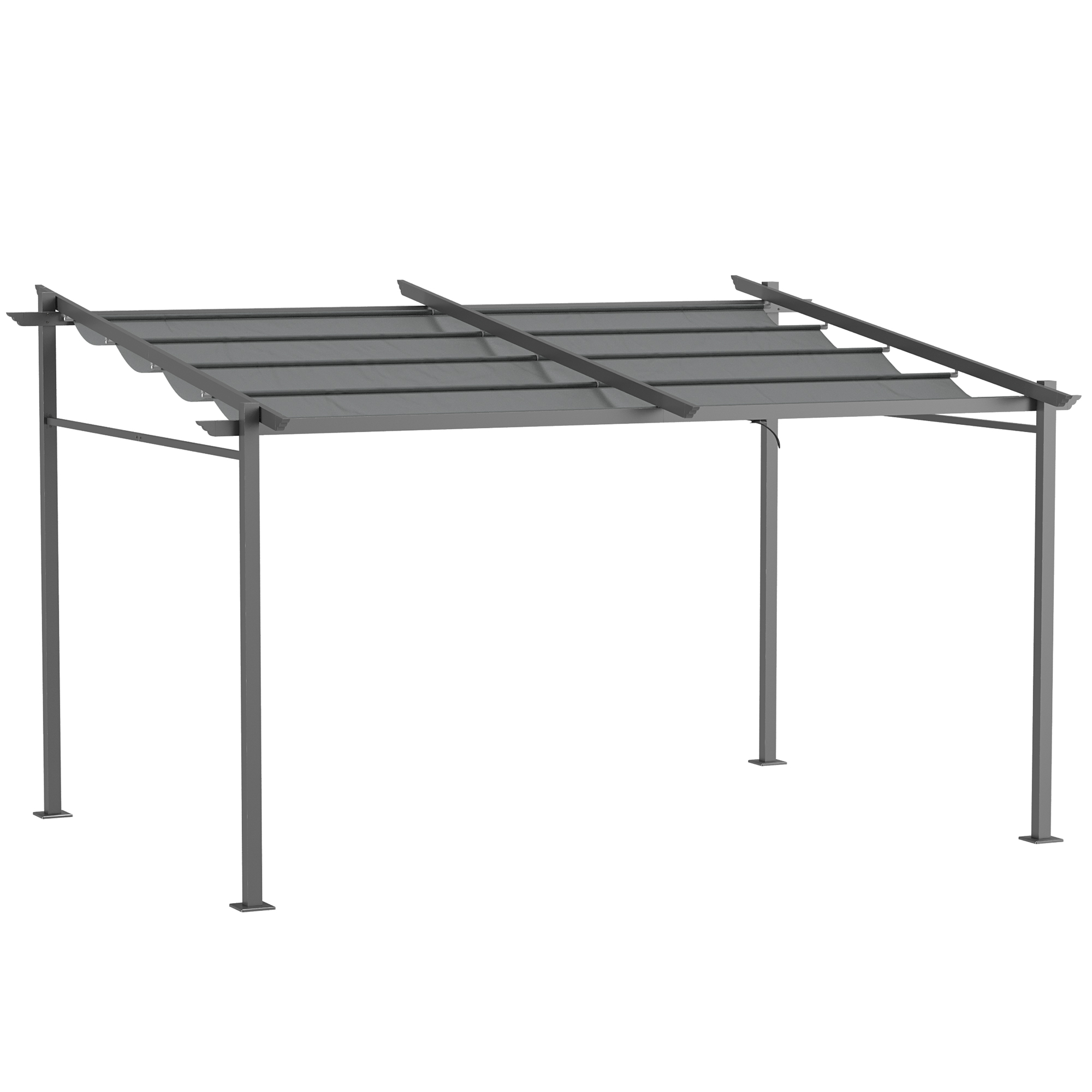 Pergola met Bevestigingsmaterialen, Intrekbaar Dak, 3,97m x 2,95m x 2,3m, Donkergrijs