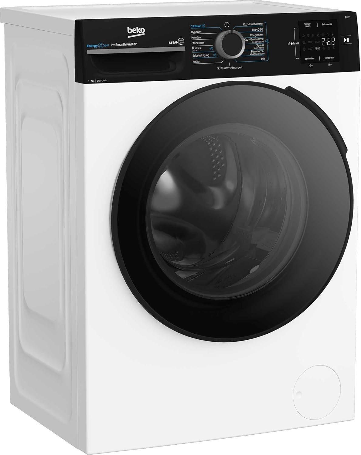 Beko WMC81464ST1 Waschmaschine, Bluetooth, 8 kg, ProSmart Inverter Motor, Dampffunktion, Pet Hair Removal, Watersafe+, Weiß