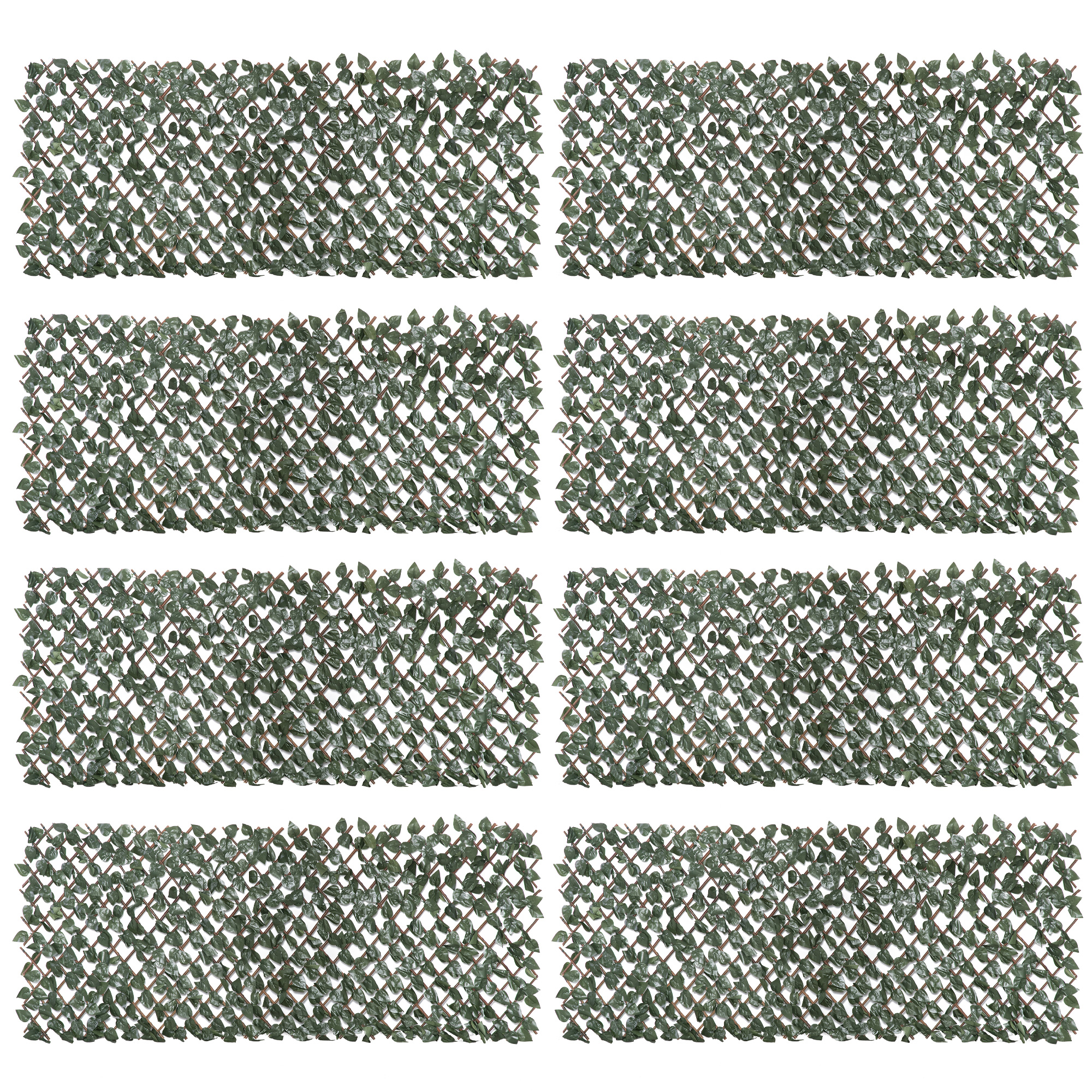 Outsunny 8 Stück künstliches Pflanzenwand Hecke UV-Schutz Sichtschutz Rhododendronblätter Design 200 X 100 Heckenpflanze für Garten Outdoor Dekor