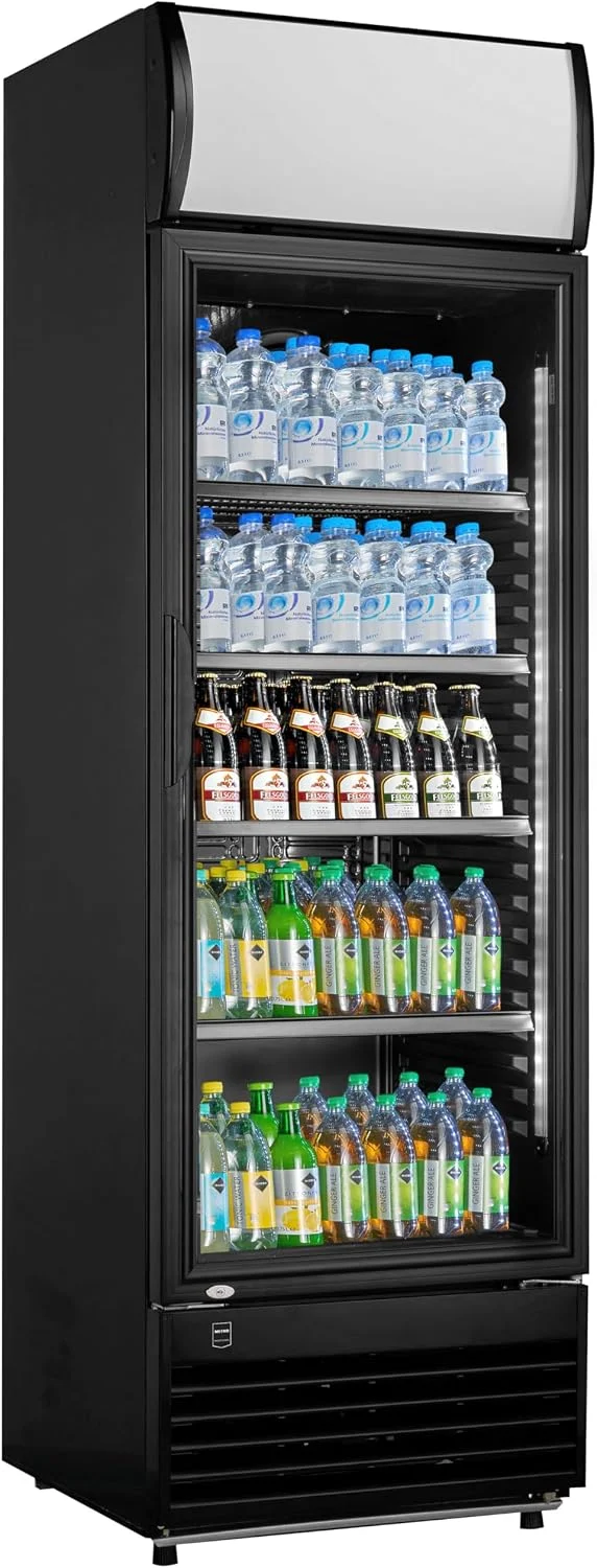 METRO Professional Kühlschrank, 324 L, 180 W, schwarz, Glastür GSC2350B, Glas/Kunststoff, Umluftkühlung, mit Schloss