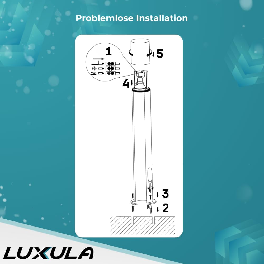 LUXULA 4er Set Wegeleuchte Außen mit Bodenplatte und Erdspieß, GU10 Fassung, Aluminium, 60cm Höhe - LED Außenleuchte IP44 Pollerleuchte Garten Terrasse