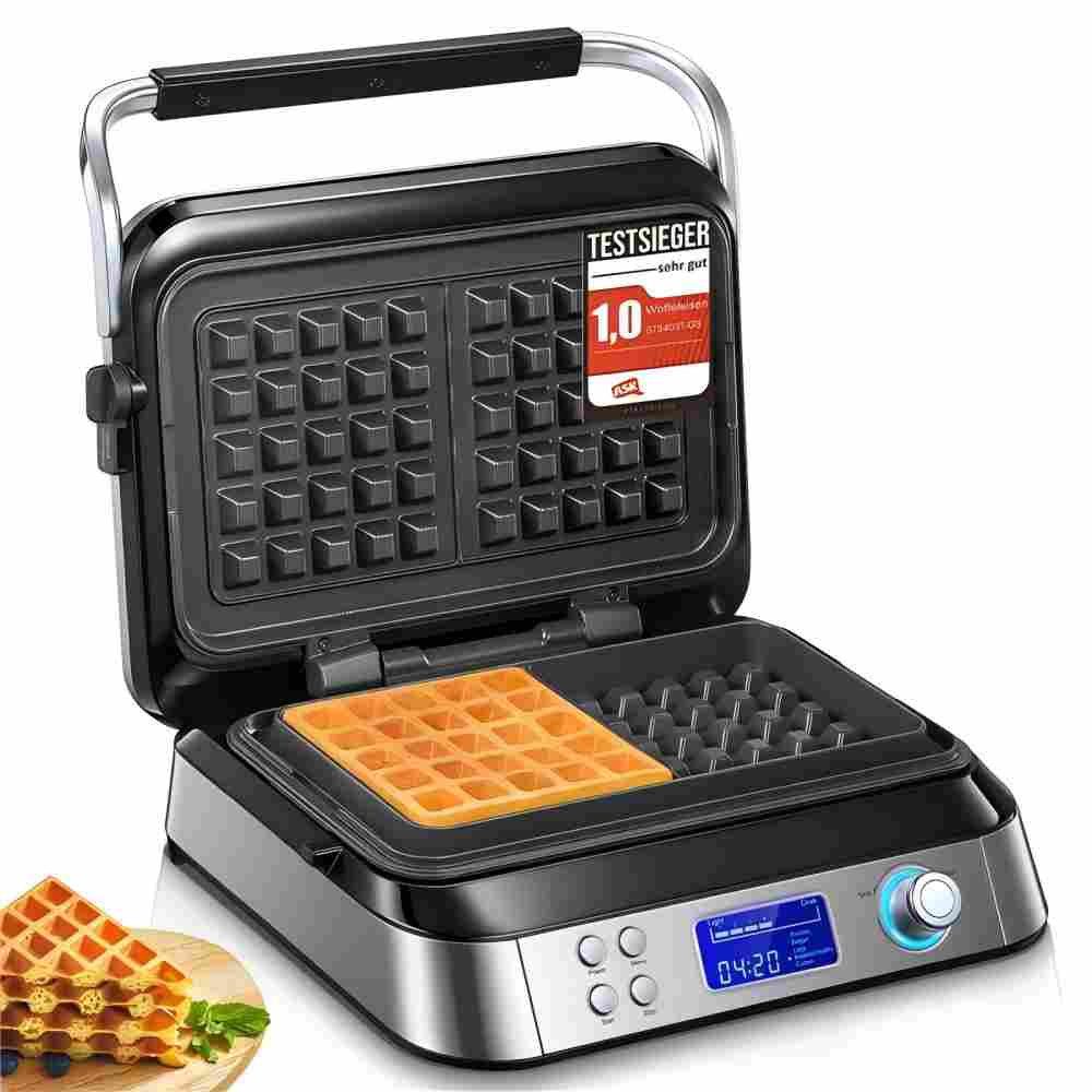Waffeleisen Professioneller Waffelautomat mit Digitaldisplay, Timer & LCD-Anzeige