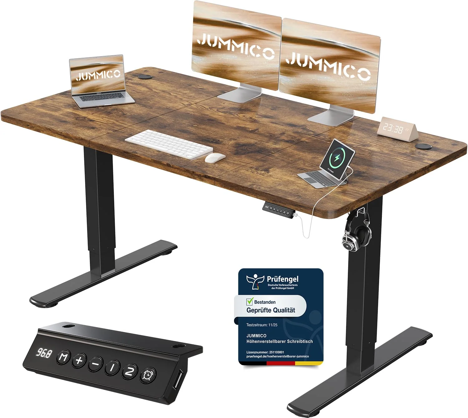 JUMMICO Elektrisch höhenverstellbarer Schreibtisch mit USB-Anschluss
