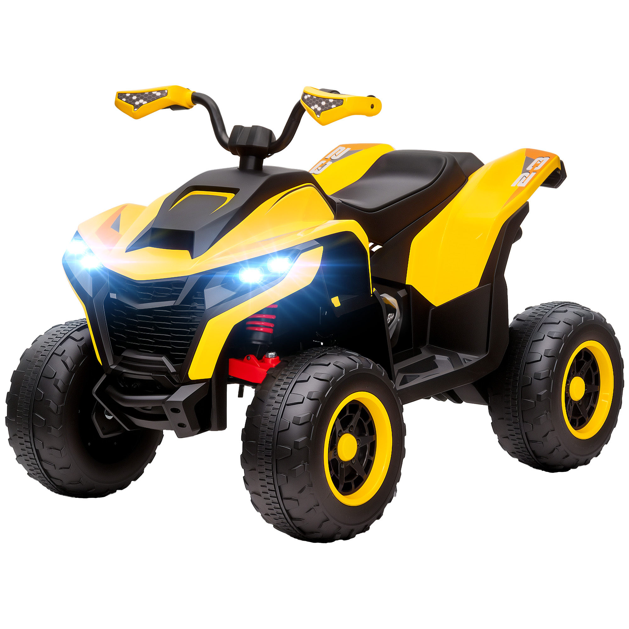 AIYAPLAY Elektrische Kinderquad, 3-6 km/u, LED-licht, Muziek, USB, 3-8 Jaar, Geel