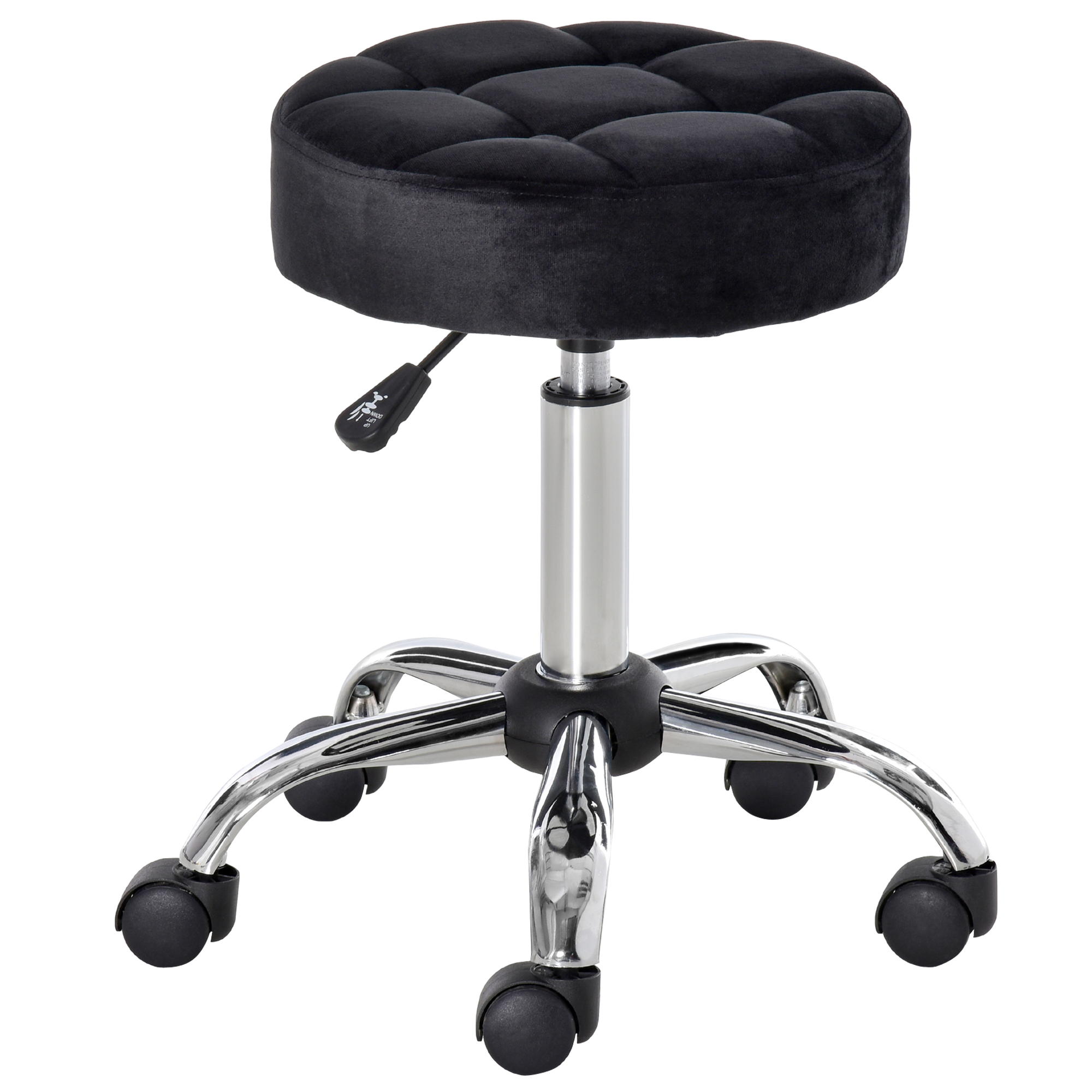 Salonkruk, in hoogte verstelbaar, met fluweelachtige bekleding, ?35 x 49-61 cm, Zwart