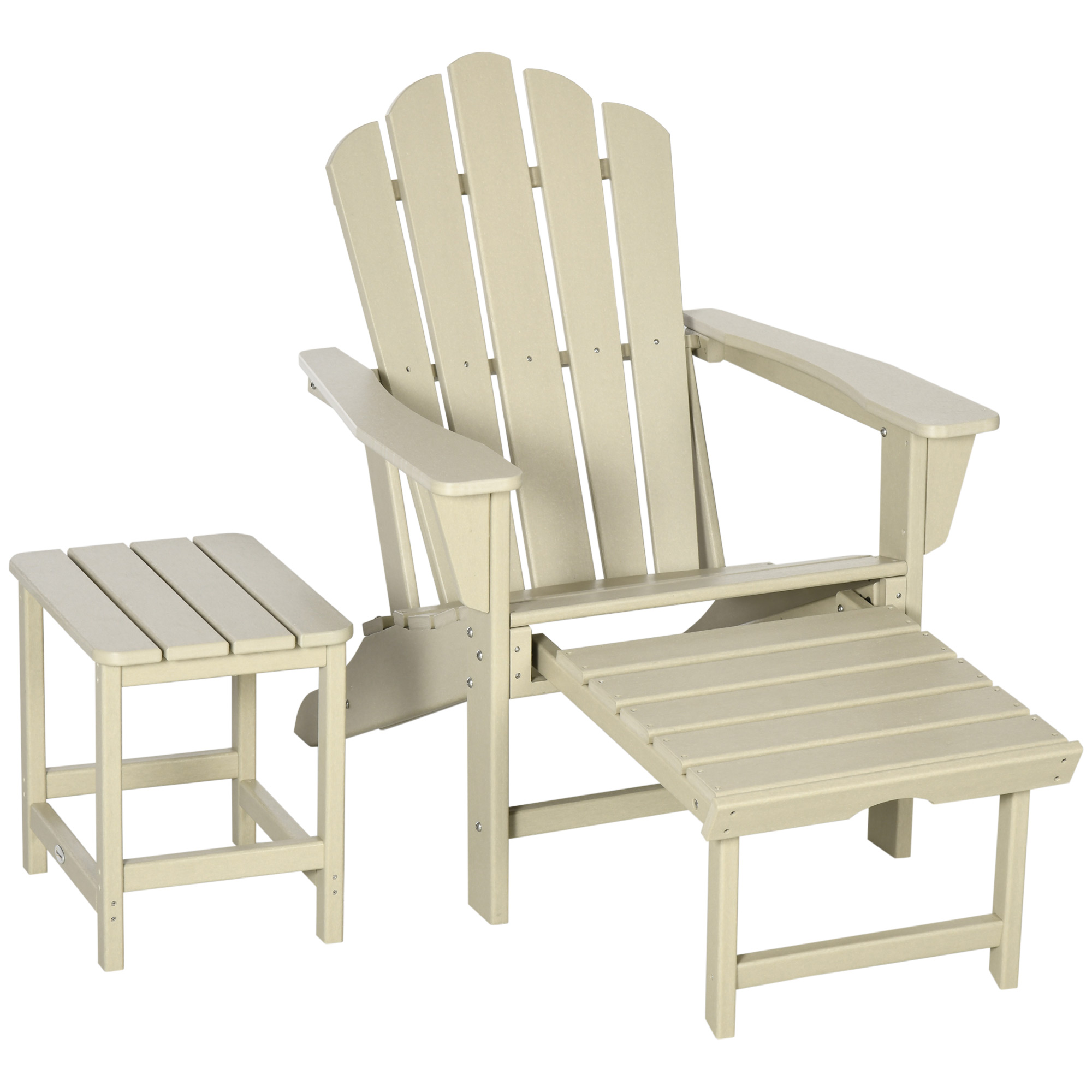 Outsunny Liegestuhl-Set mit Fußhocker und Beistelltisch, klappbar, HDPE, 78 cm x 135 cm x 95 cm, Braun