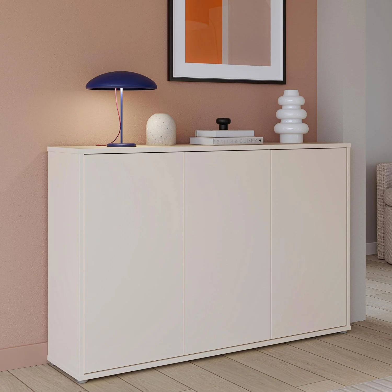 Forte Sideboard, 154,2 cm, 99,1 cm, 34,9 cm, Beige, Alice Springs Kommode 150 155, großes mit 3 Schranktüren, Flur