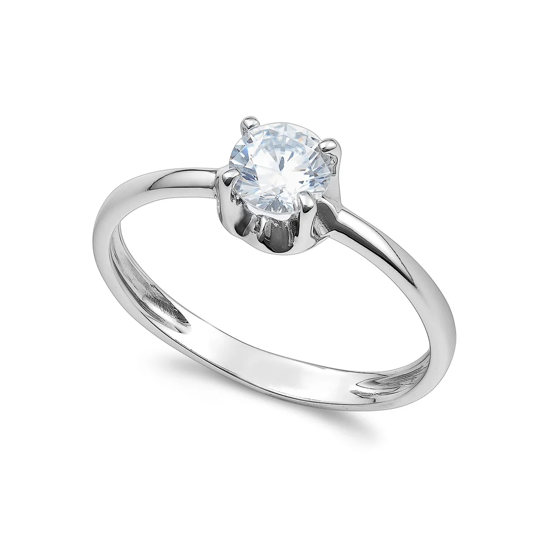 Solitario Ambrosia Gioielli in oro bianco e zircone 6mm AAZ 142