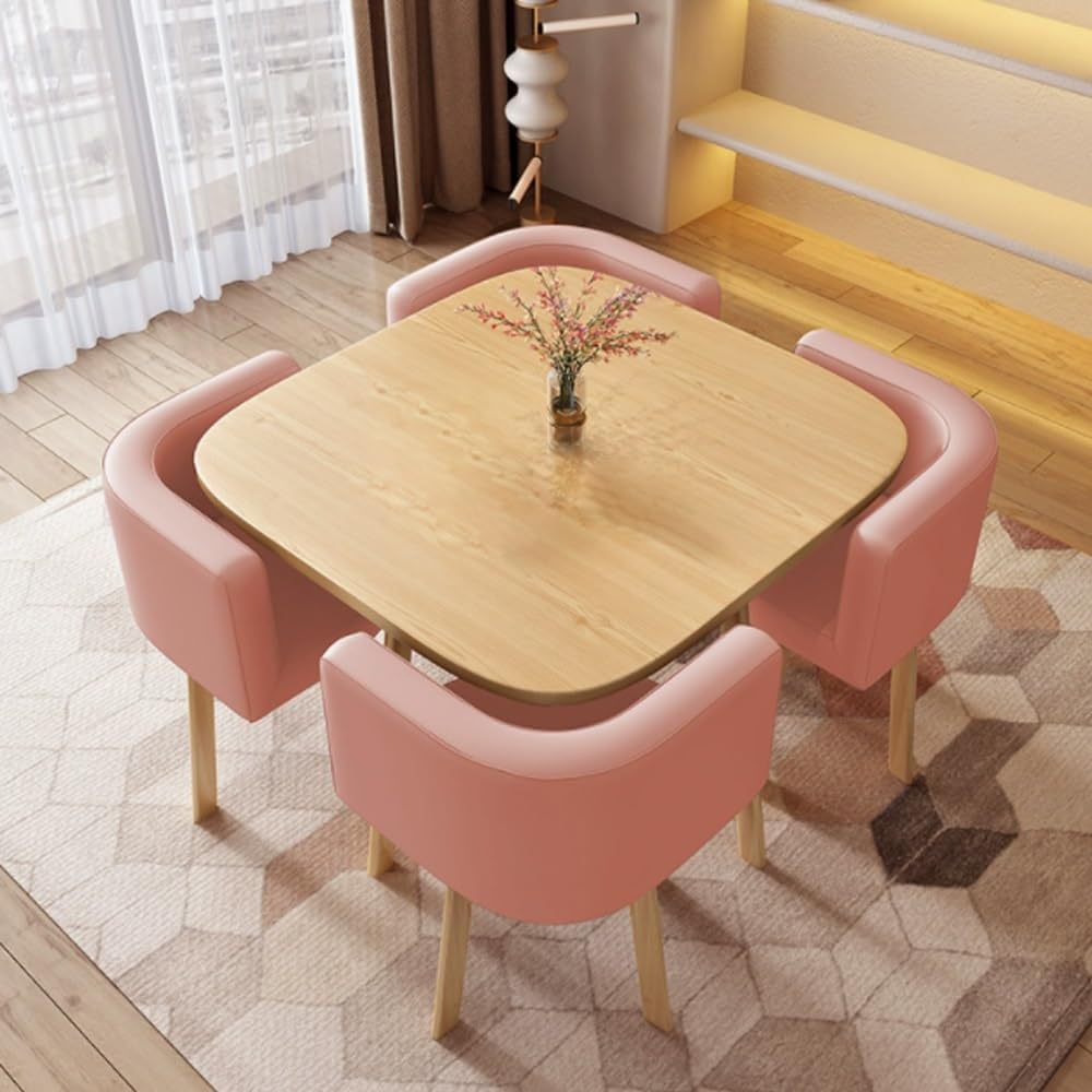 Set di tavolo da pranzo salvaspazio con 4 sedie, moderno, per cucina, colazione, bar e conferenze, facile da montare, per piccoli spazi, ideale per casa, caffetteria, ufficio (grigio)