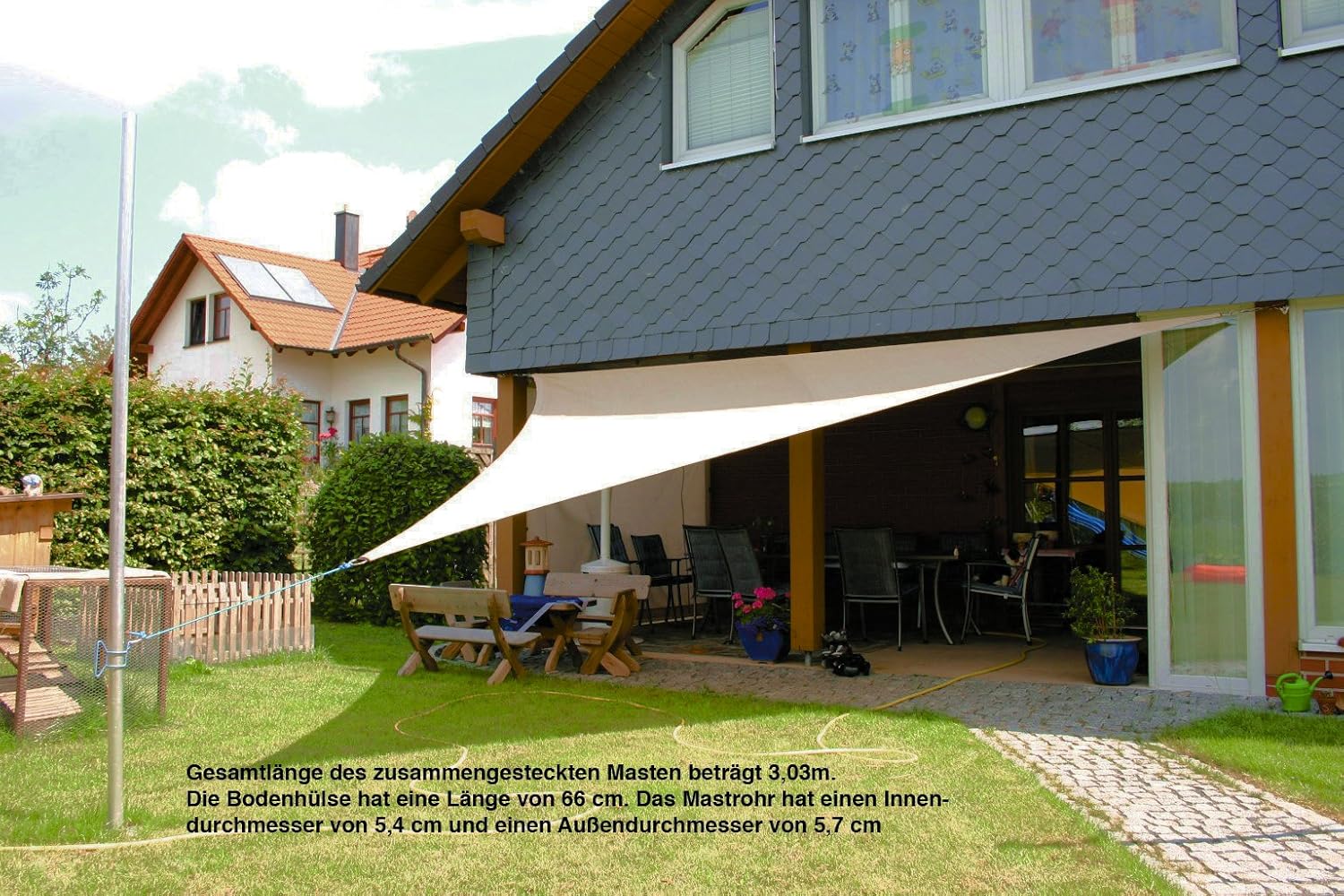 Sonnensegel Stahlmast Mast Set Segel Sonnensegelmast Sonnensegelpfosten (2X MastSet)