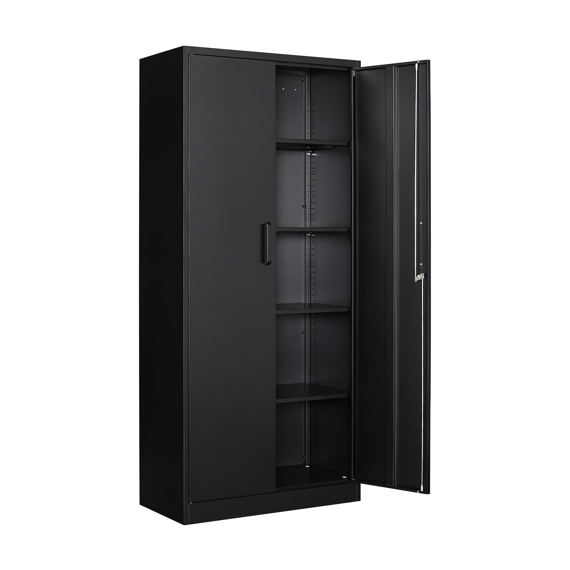 Aktenschrank abschließbar mit 2 Türen und 4 verstellbaren Einlegeböden, Stahlschrank 170x78x39 cm in Schwarz